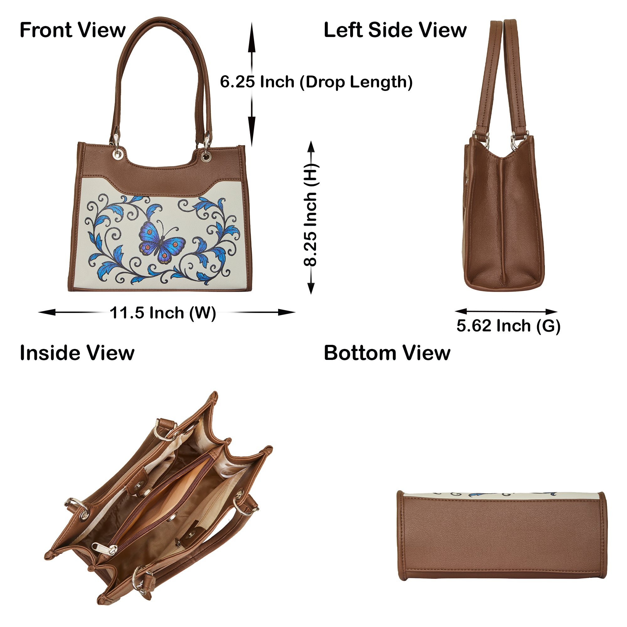 Women’s Printed Genuine Leather Satchel Handbag – Crossbody, Shoulder & Top Handle Bag – Ideal for Office, Work, Travel & Daily Use