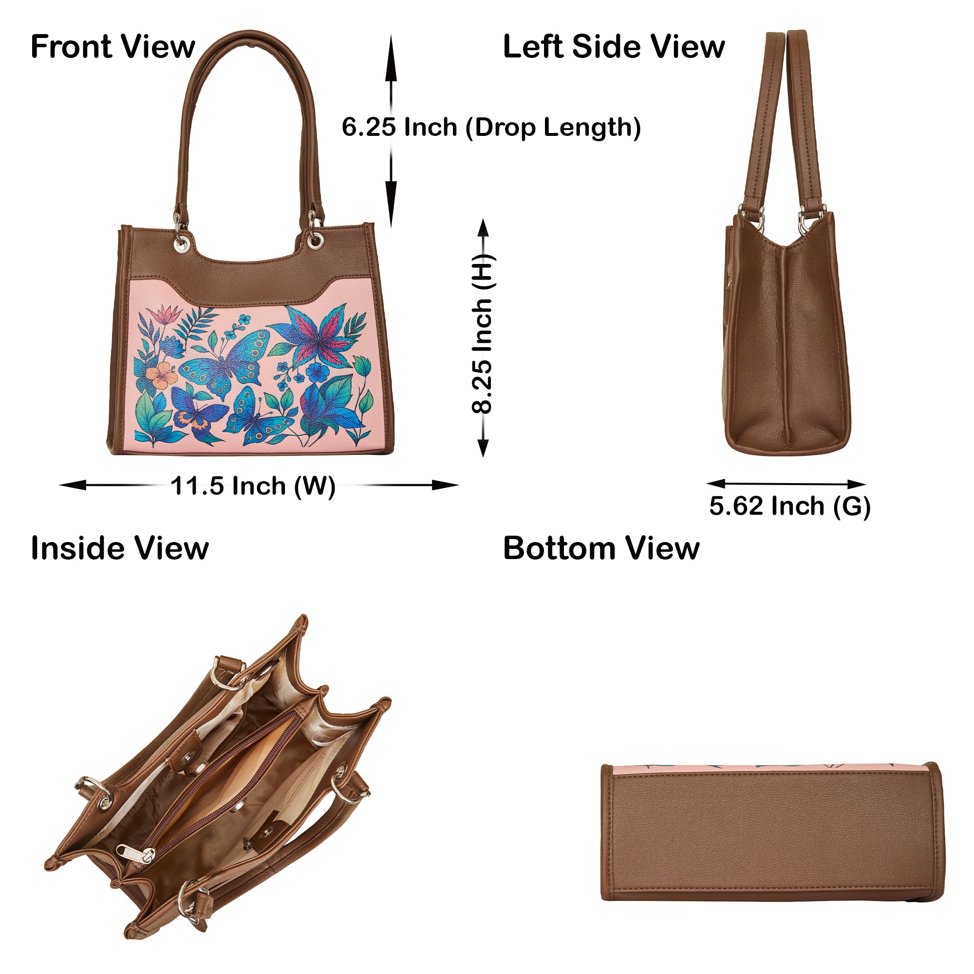 Women’s Printed Genuine Leather Satchel Handbag – Crossbody, Shoulder & Top Handle Bag – Ideal for Office, Work, Travel & Daily Use