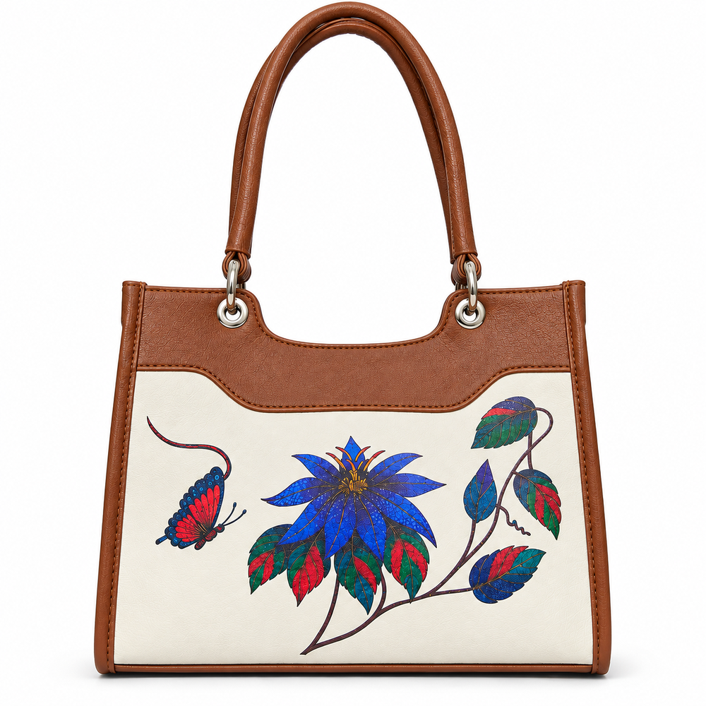 Women’s Printed Vegan Leather Satchel Handbag – Vegan Shoulder & Top Handle Bag – Office, Work, Travel & Daily Use