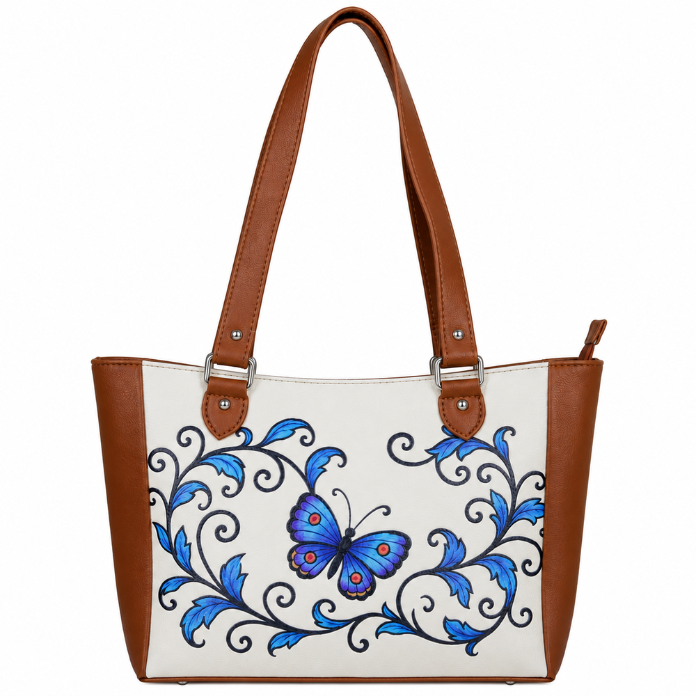 Ladies’ Printed Vegan Leather Shoulder Tote Bag– Handbag, Top Handle Purse for Women – Ideal for Office, Travel & Everyday Use