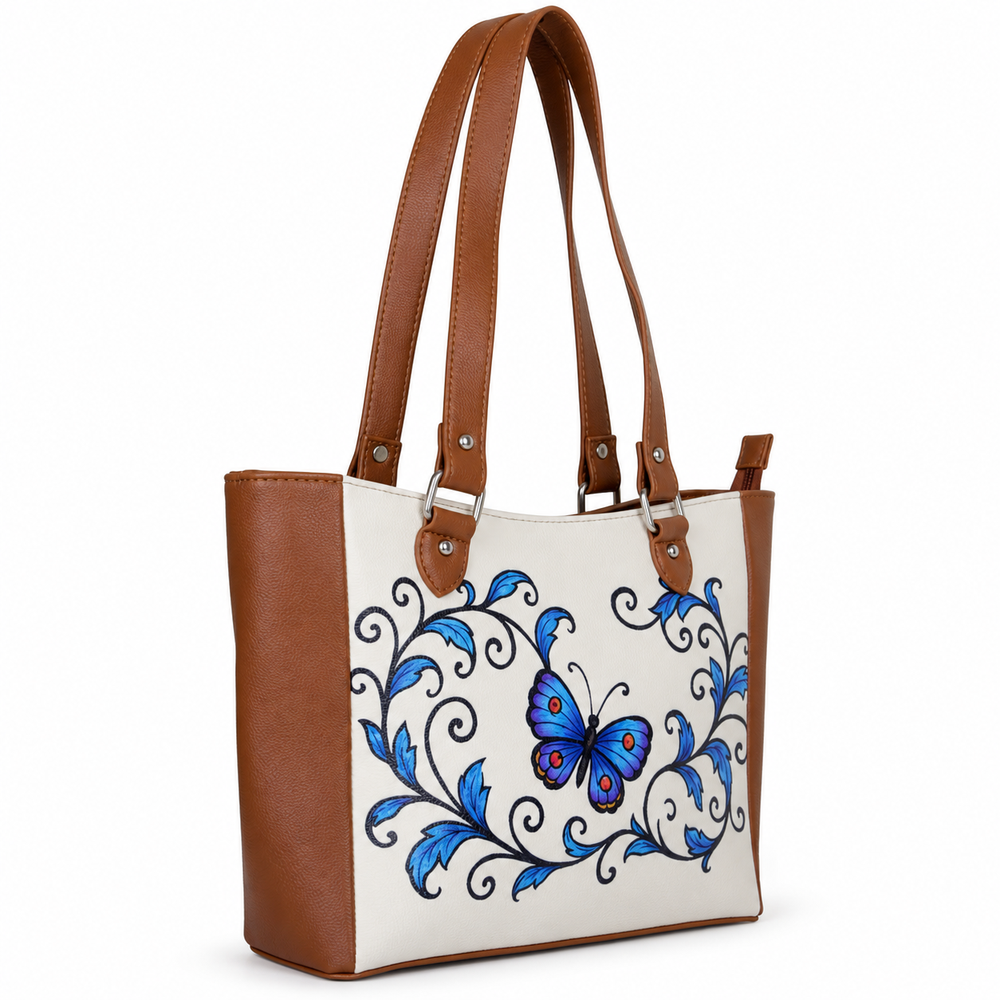 Ladies’ Printed Vegan Leather Shoulder Tote Bag– Handbag, Top Handle Purse for Women – Ideal for Office, Travel & Everyday Use