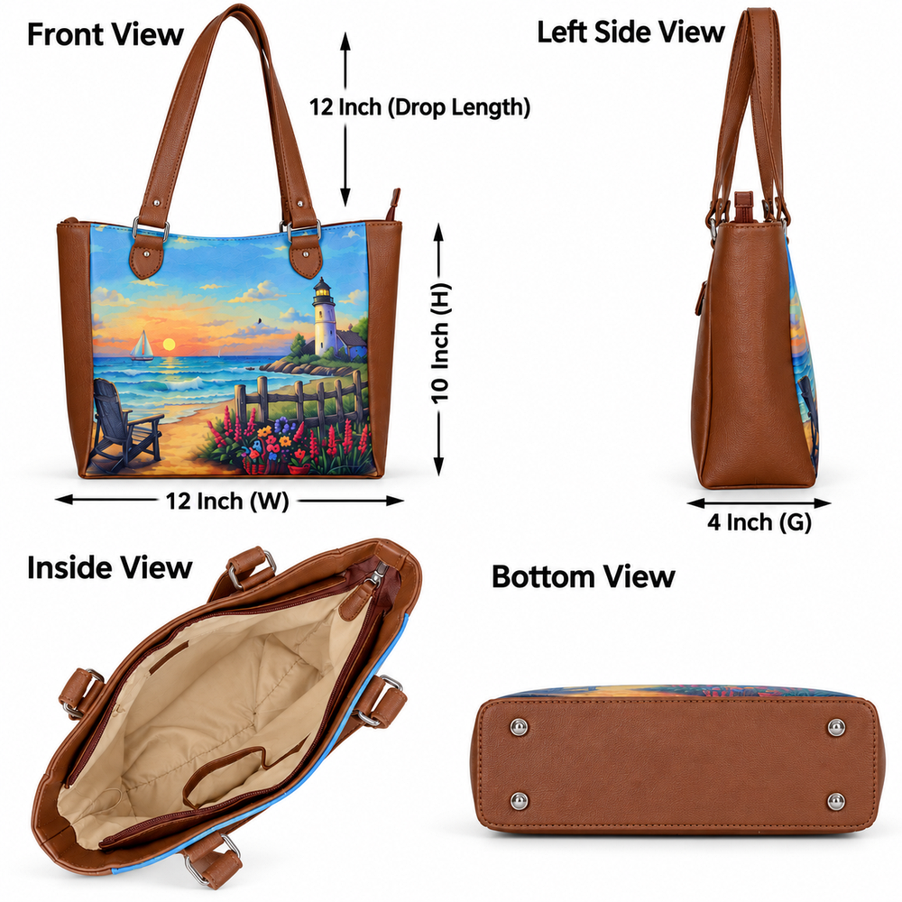 Ladies’ Printed Vegan Leather Shoulder Tote Bag– Handbag, Top Handle Purse for Women – Ideal for Office, Travel & Everyday Use