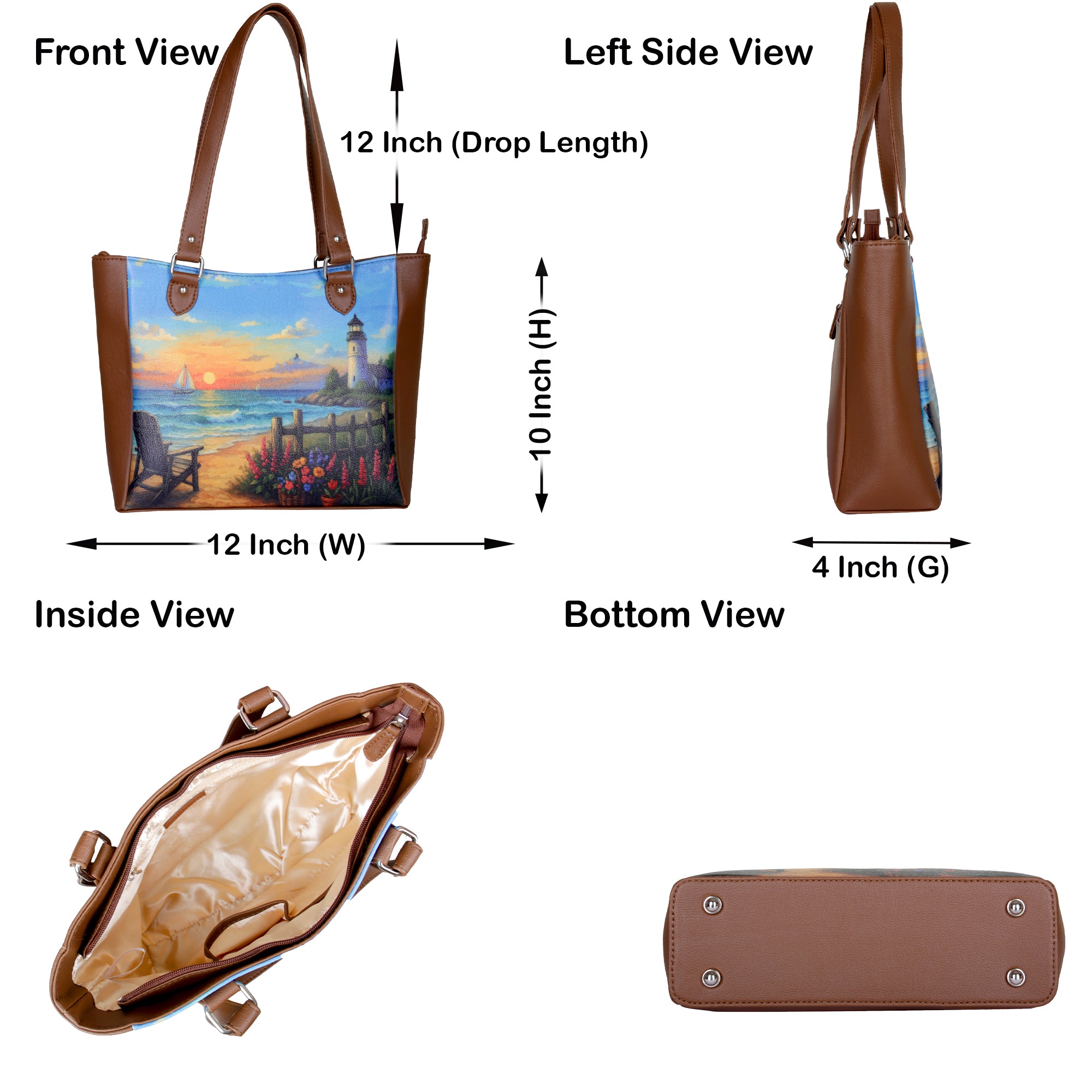 Ladies’ Printed Leather Shoulder Tote Bag– Handbag, Sling & Top Handle Purse – Ideal for Office, Travel & Everyday Use