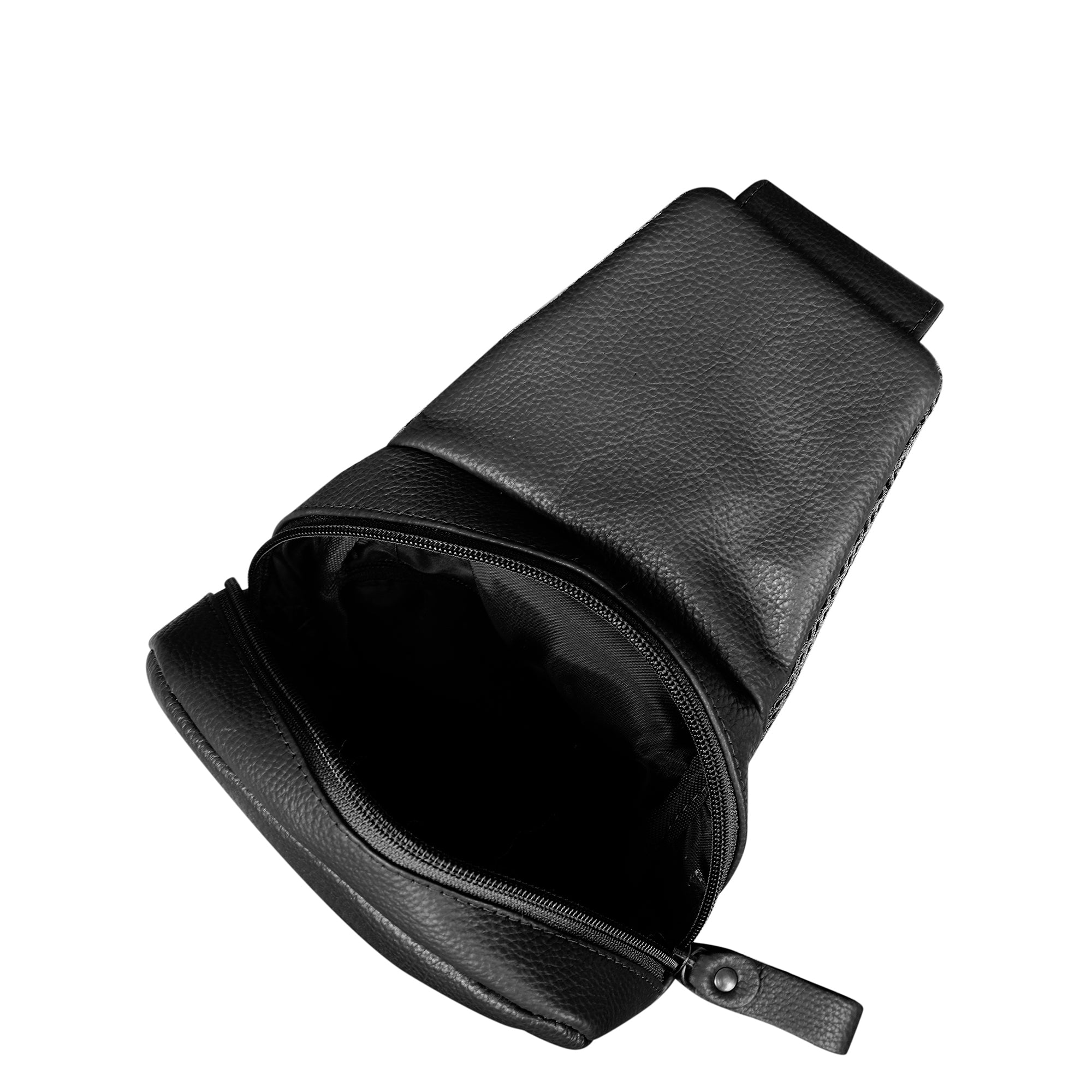 Premium Leather Fanny Sling Bag For Women Men Chest Pack Crossbody Shoulder Belt Bags Travel-Black