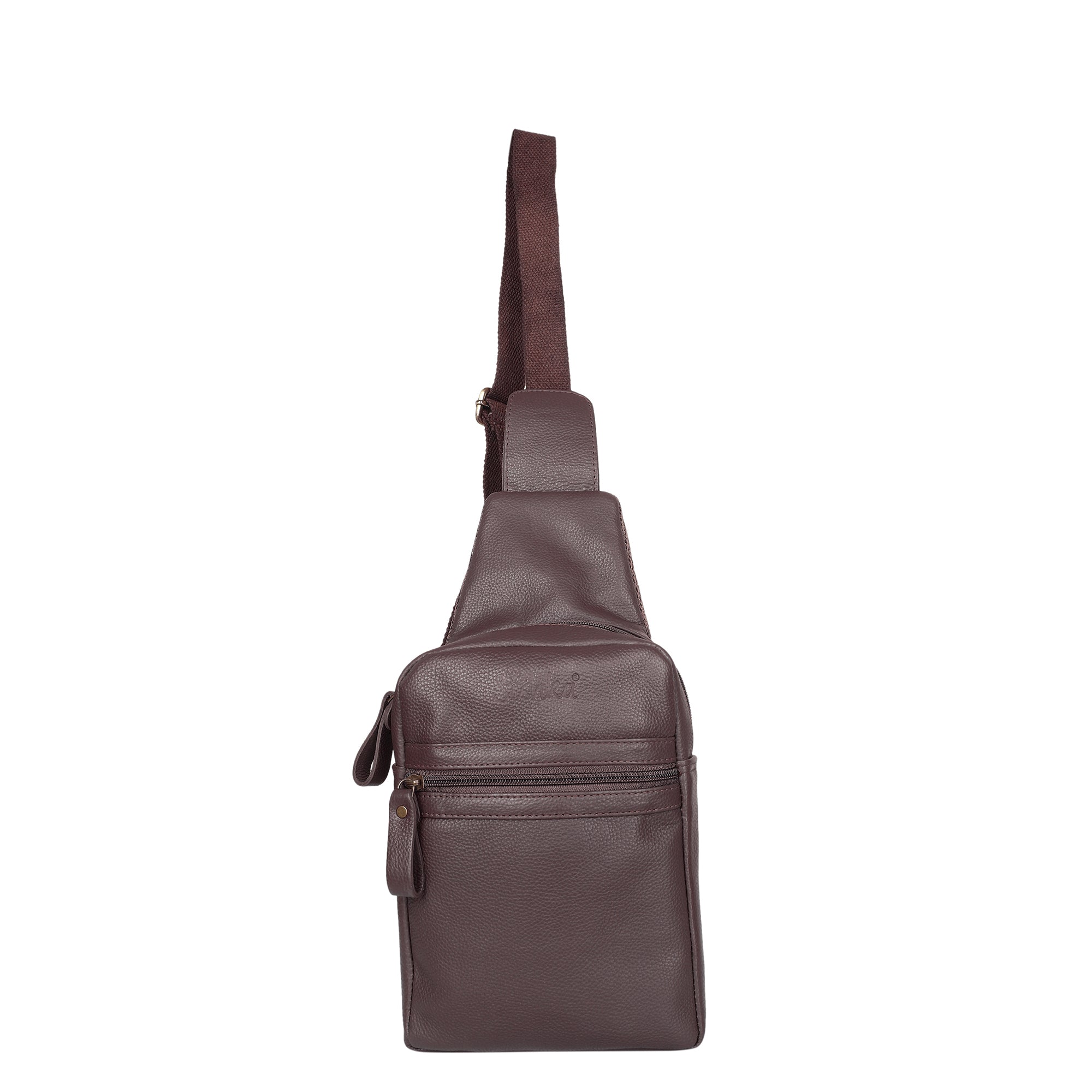 Premium Leather Fanny Sling Bag For Women Men Chest Pack Crossbody Shoulder Belt Bags Travel-Brown