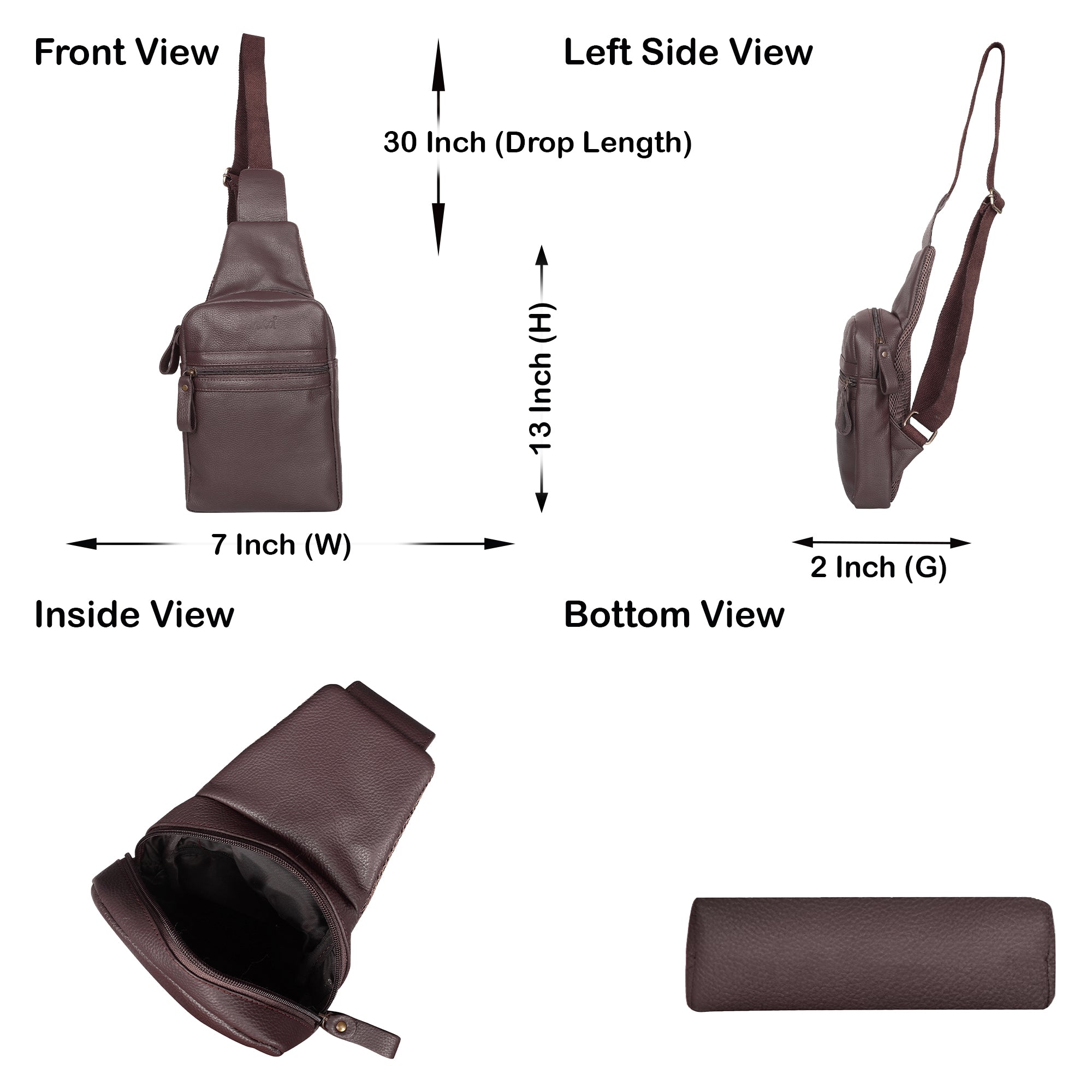 Premium Leather Fanny Sling Bag For Women Men Chest Pack Crossbody Shoulder Belt Bags Travel-Brown