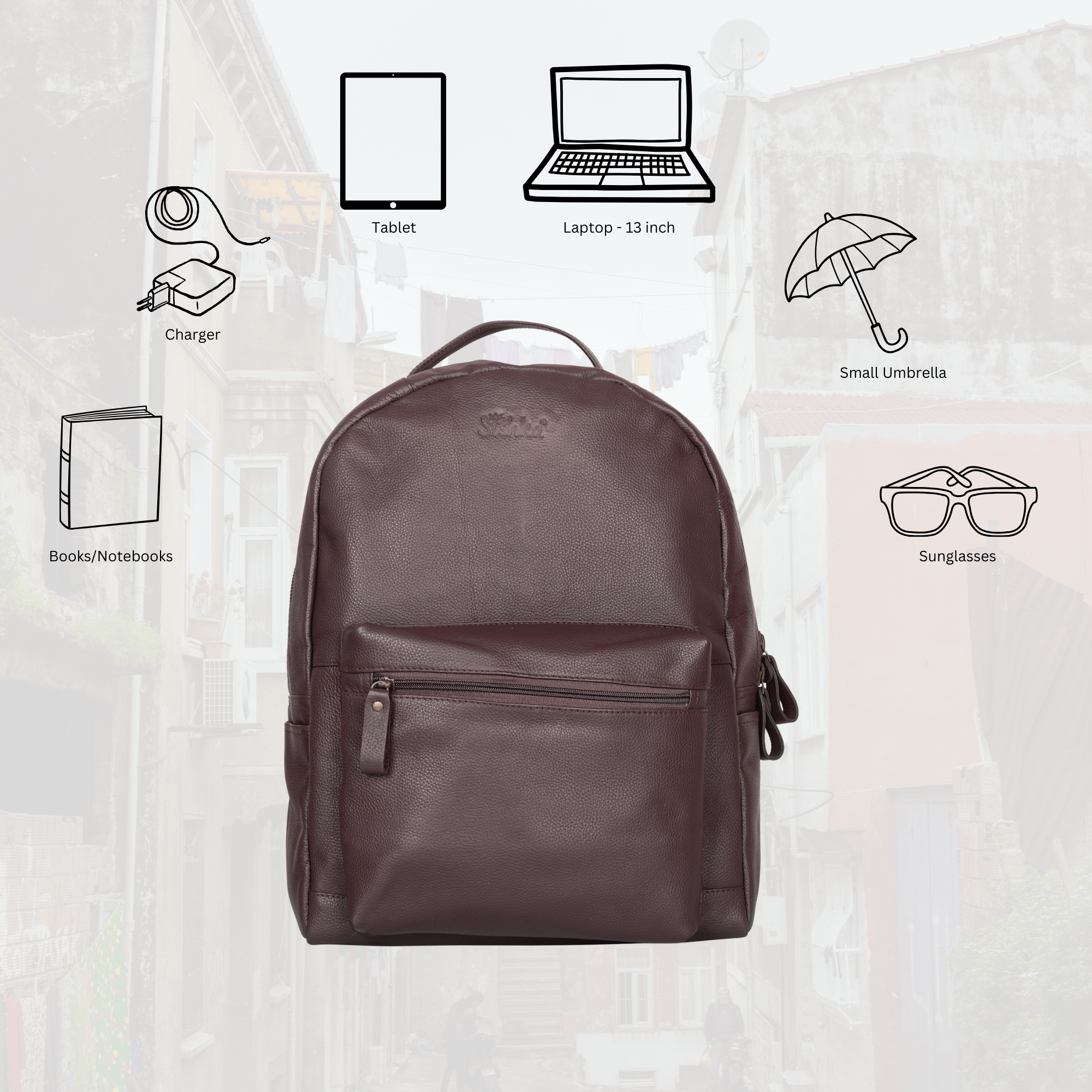 Genuine Leather Brown Backpack |16" H Travel Backpack for Women & Men | Multipurpose Daypack- Business, Office, Work, Gifting