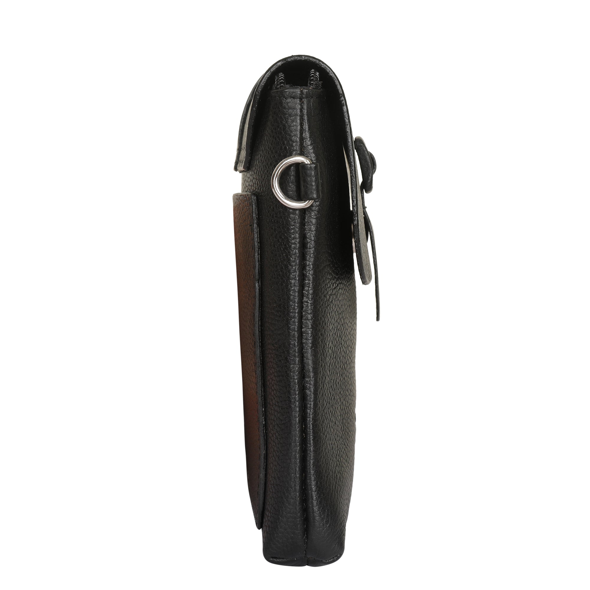 Leather Black Messenger Bag for Men & Women –Small Crossbody Shoulder Bag, Side Sling Bag for Travel, Work & Daily Use