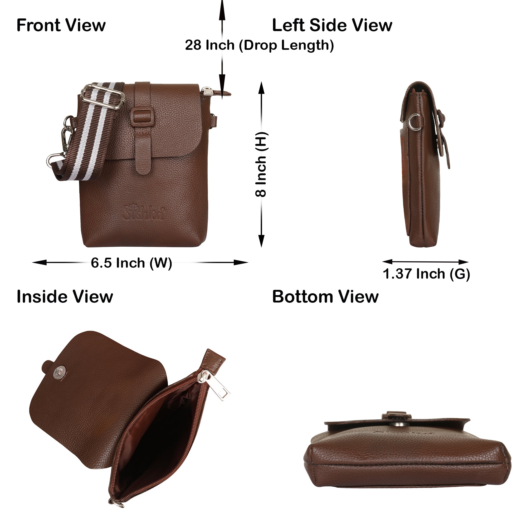 Leather Light Brown Messenger Bag for Men & Women –Small Crossbody Shoulder Bag, Side Sling Bag for Travel, Work & Daily Use