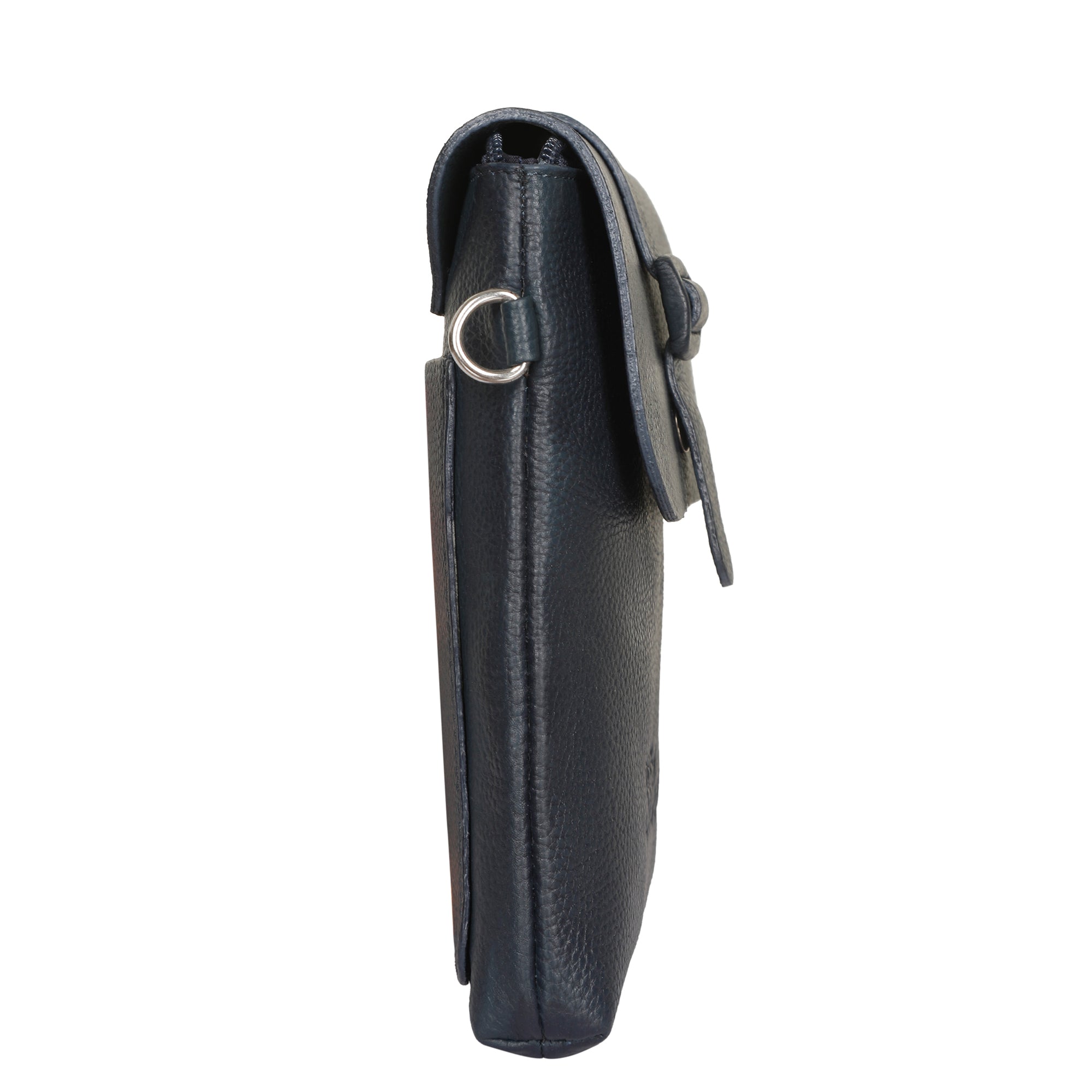 Leather Navy Blue Messenger Bag for Men & Women –Small Crossbody Shoulder Bag, Side Sling Bag for Travel, Work & Daily Use