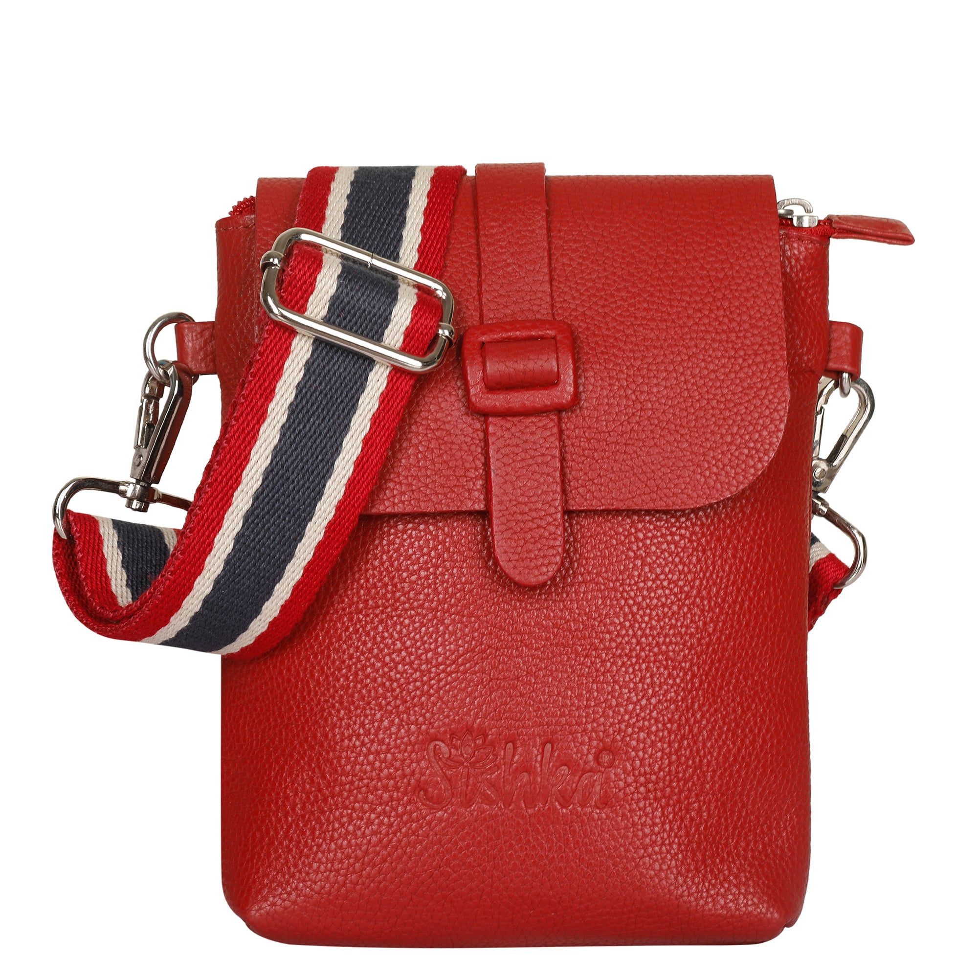 Leather Red Messenger Bag for Men & Women –Small Crossbody Shoulder Bag, Side Sling Bag for Travel, Work & Daily Use