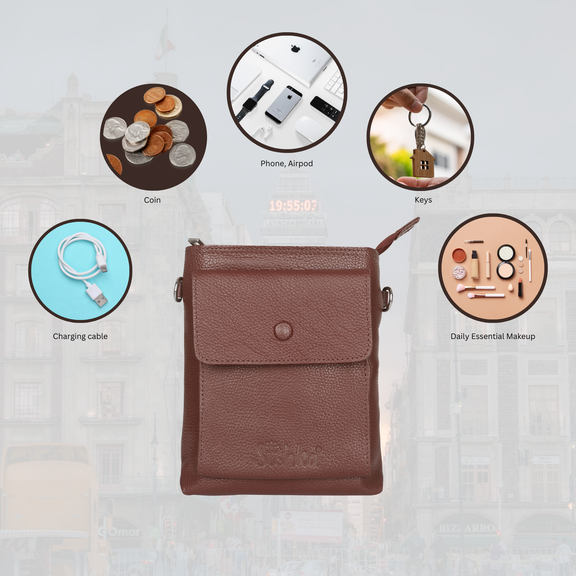 Leather Crossbody Shoulder Bag for Men & Women – Stylish Sling Messenger Bag for Work, Business, Travel & Everyday Use-Light Brown