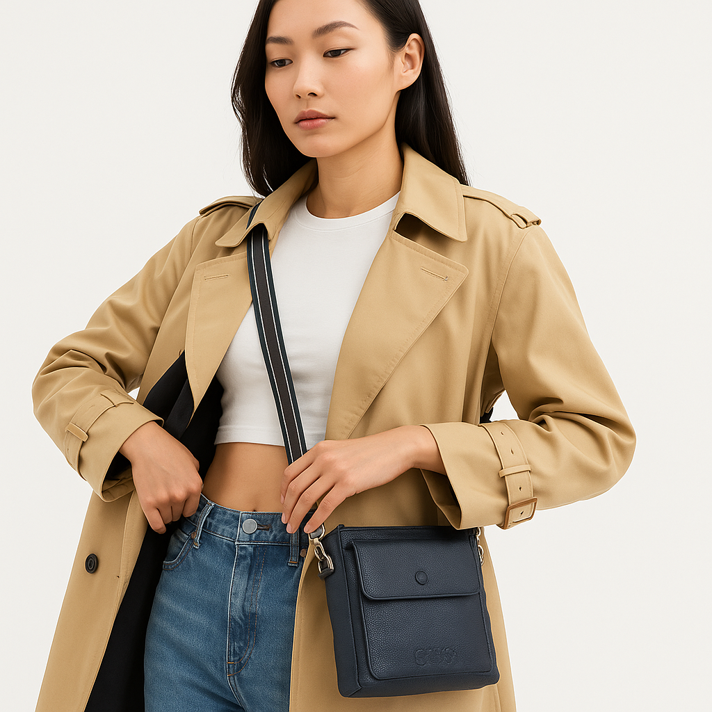 Leather Crossbody Shoulder Bag for Men & Women – Stylish Sling Messenger Bag for Work, Business, Travel & Everyday Use- Navy Blue