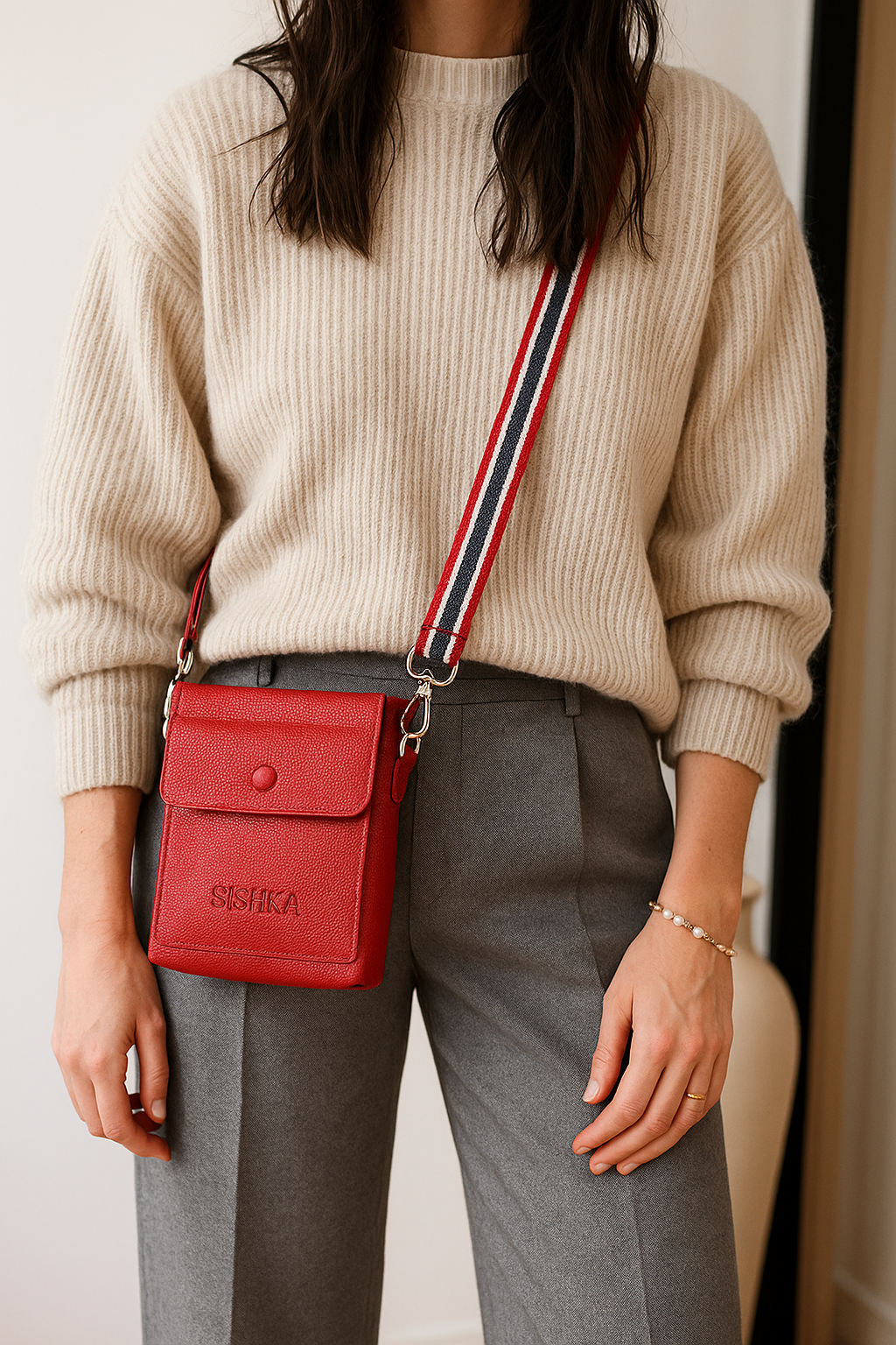 Leather Crossbody Shoulder Bag for Men & Women – Stylish Sling Messenger Bag for Work, Business, Travel & Everyday Use- Red