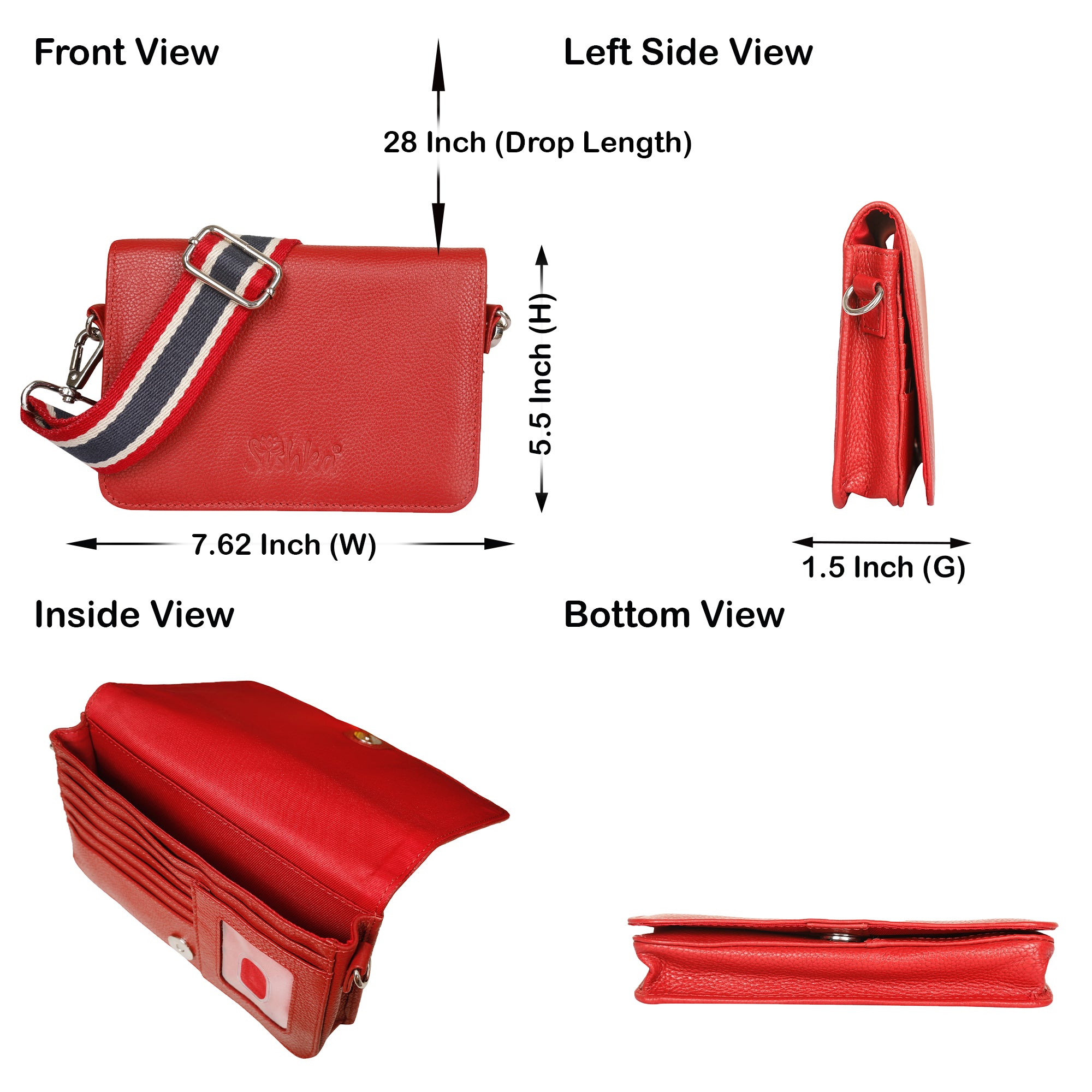 Genuine Leather Red Crossbody Shoulder Bag for Men & Women – Sling Messenger Bag for Work, Business, Travel & Daily Use