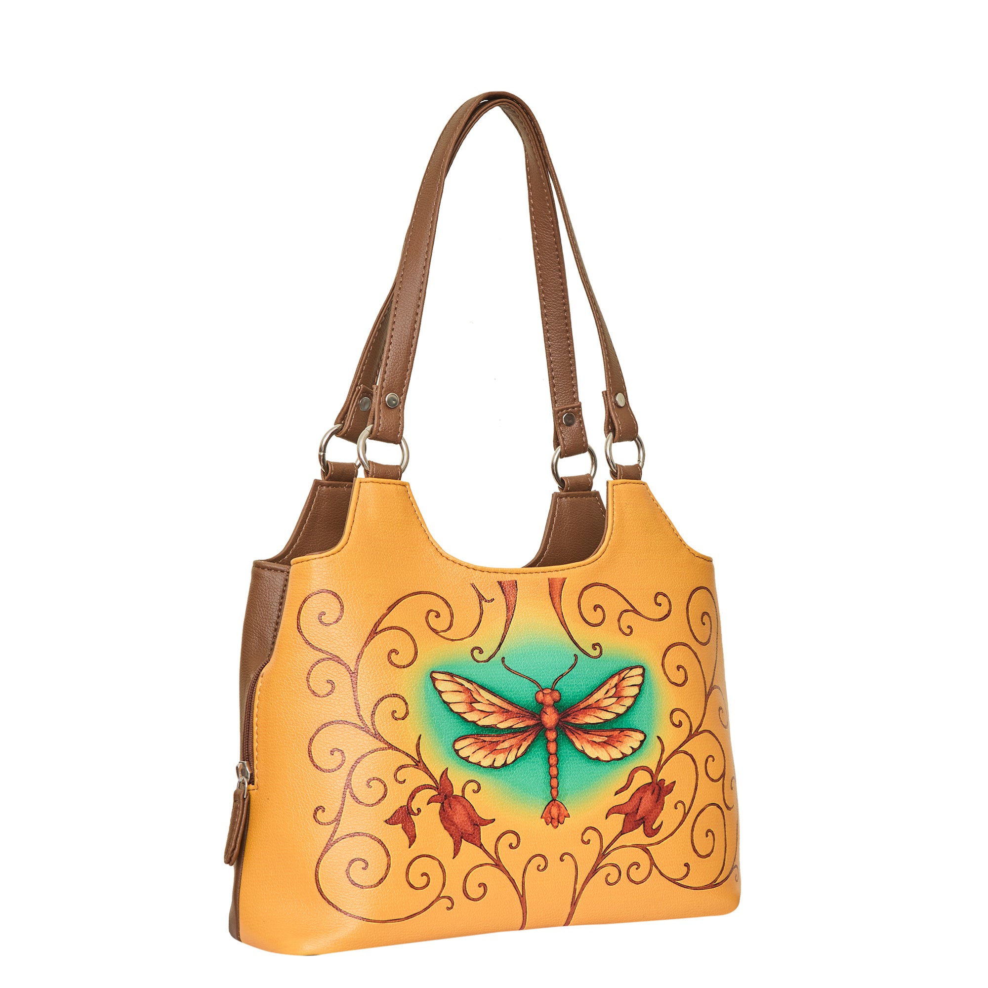 Printed Genuine Leather Shoulder Tote Bag for Women – Stylish Top Handle Handbag Purse– Travel, Office & Daily Use