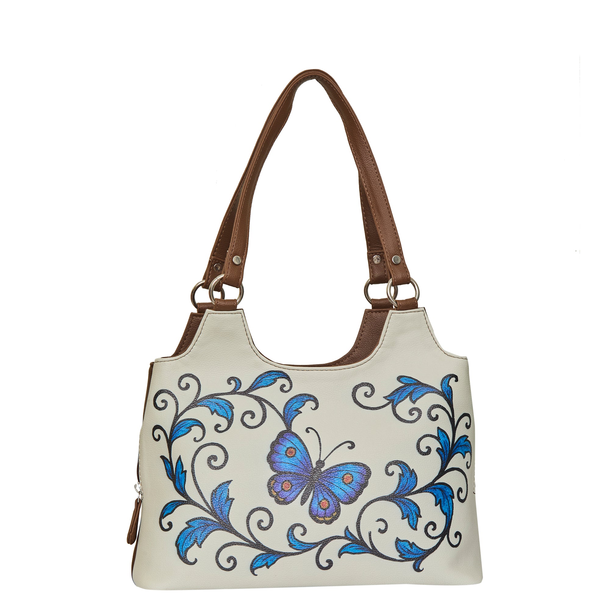 Printed Genuine Leather Shoulder Tote Bag for Women – Stylish Top Handle Handbag Purse– Travel, Office & Daily Use