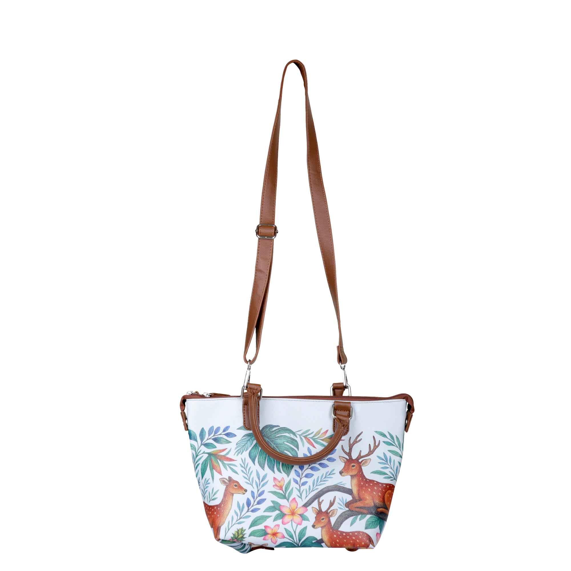 Women’s Genuine Leather 3-in-1 Printed Convertible Shoulder Bag – Stylish Top Handle Crossbody & Handbag Purse – Everyday Use