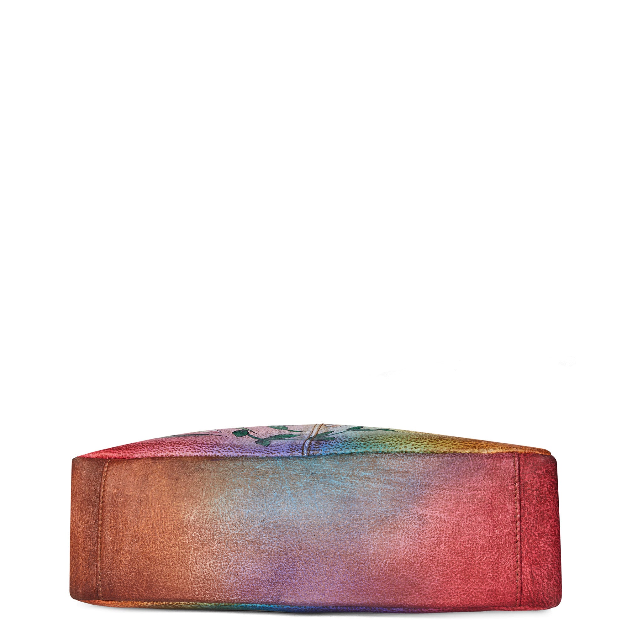 Hand-Painted Leather Shoulder Bag - Hummingbird Artwork