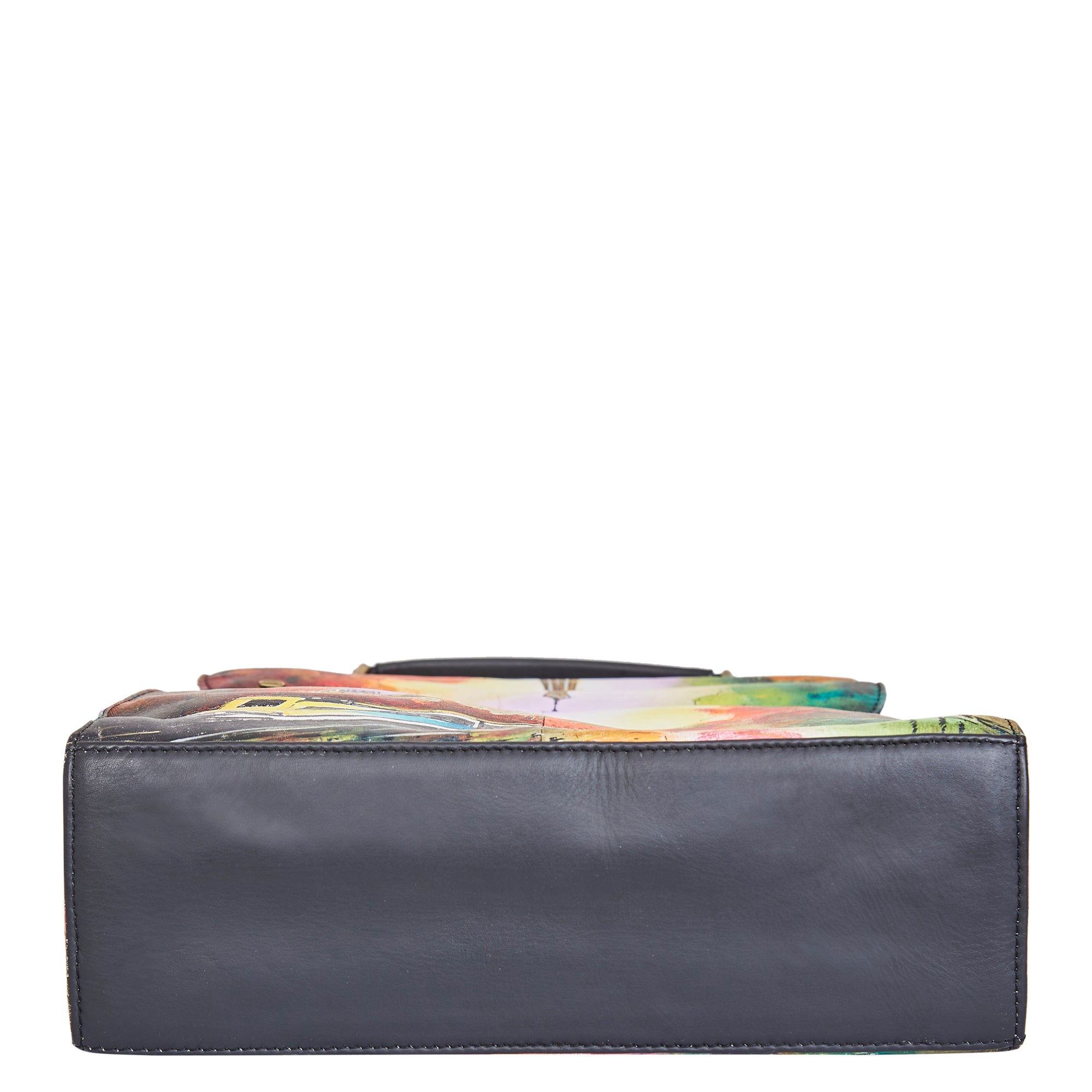 Hand-Painted Women's Leather Crossbody – Eiffel Tower Art, Stylish & Spacious Satchel with Detachable Straps.