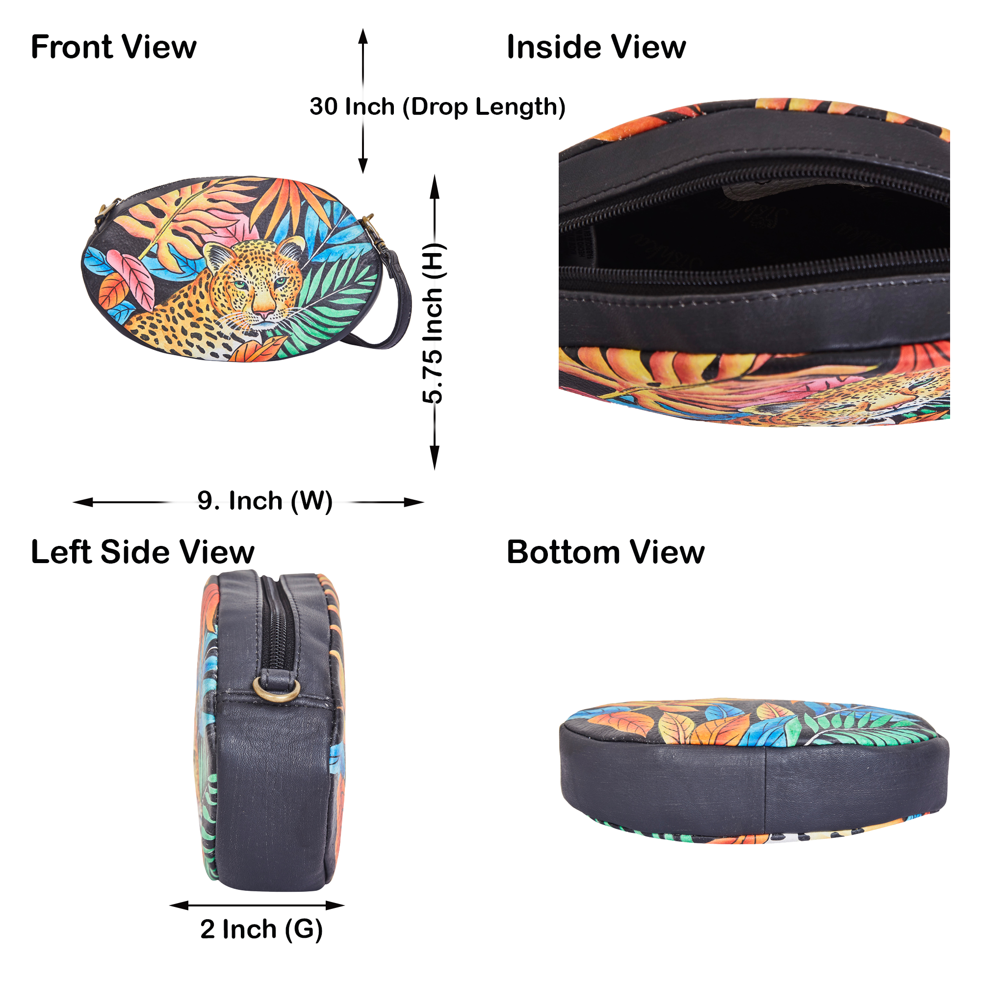 Hand-Painted Leopard Art Leather Fanny Pack – Adjustable Crossbody Waist Bag