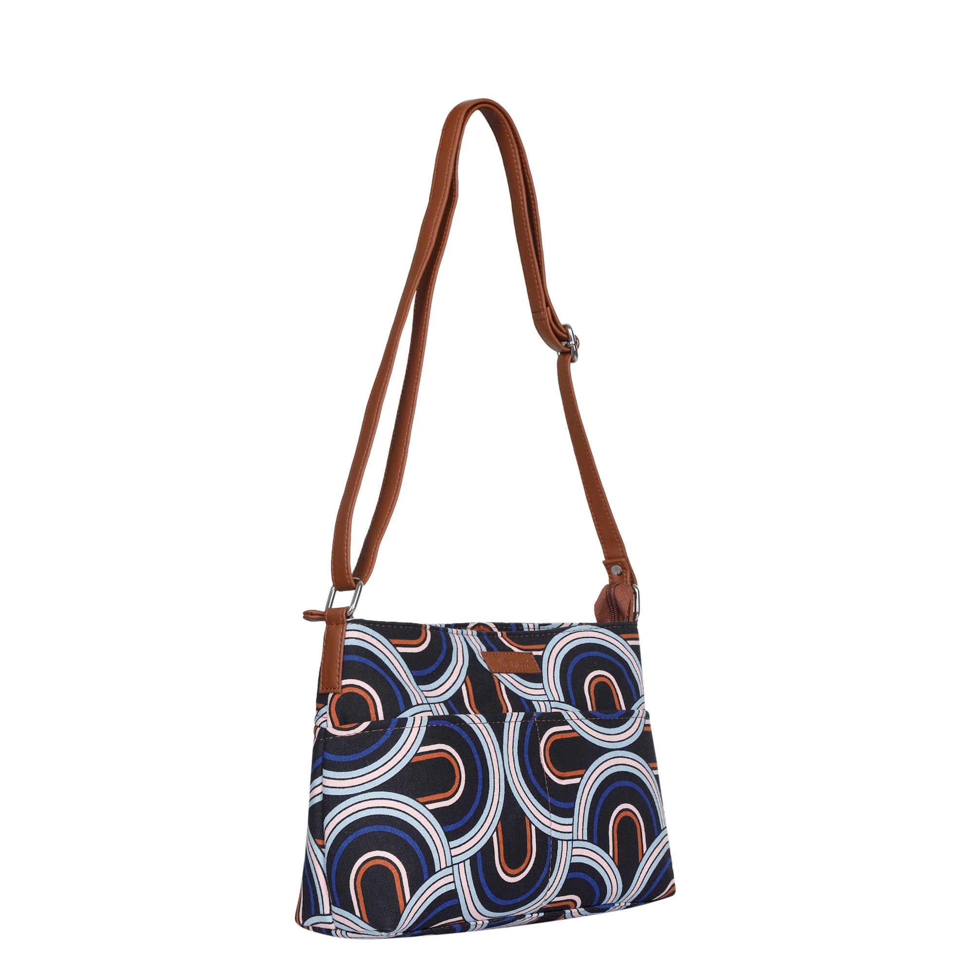Geometric Print Fabric Crossbody Bag – Women’s Shoulder Sling Purse