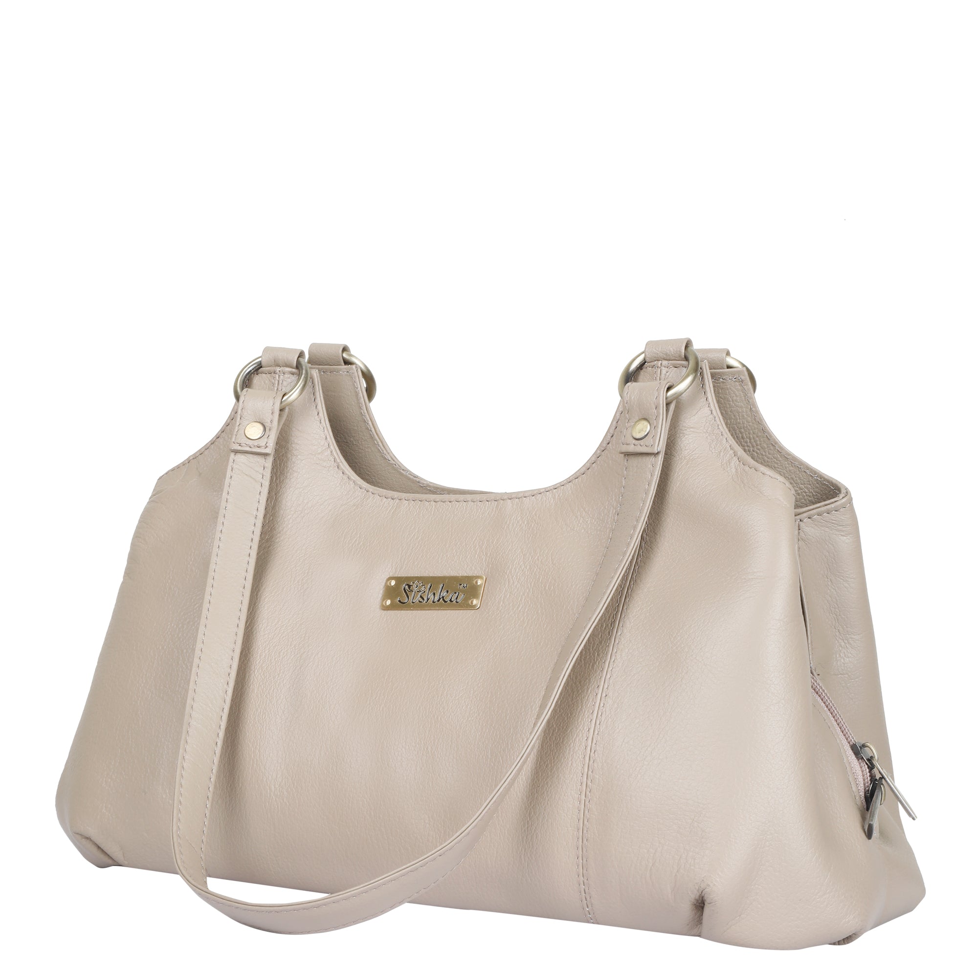 Ladies Genuine Leather Shoulder Bag – Taupe Colour Tote Purse, Handbag for Work, Travel & Daily Use