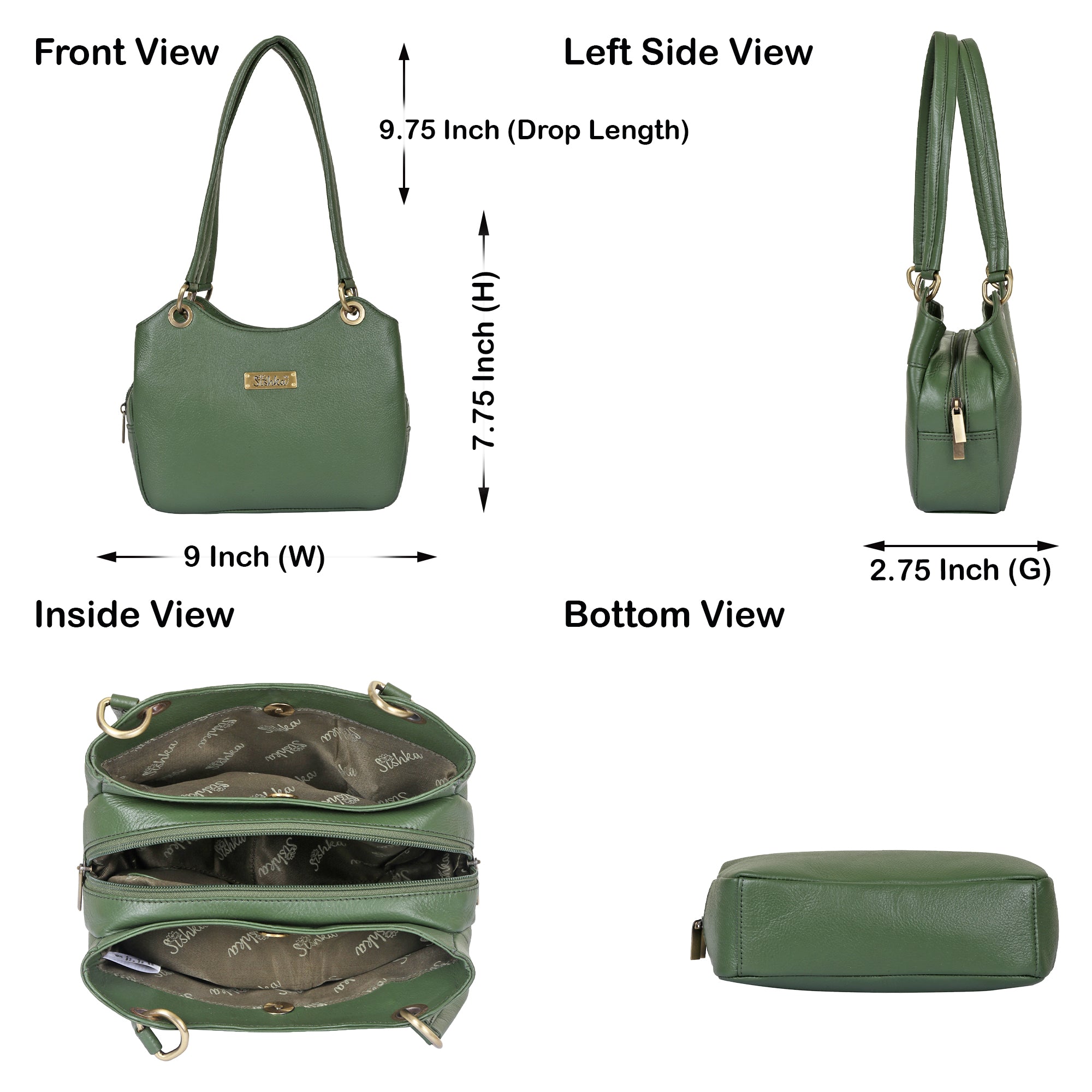 Olive Genuine Leather Satchel Bag – Women’s Designer Tote Handbag