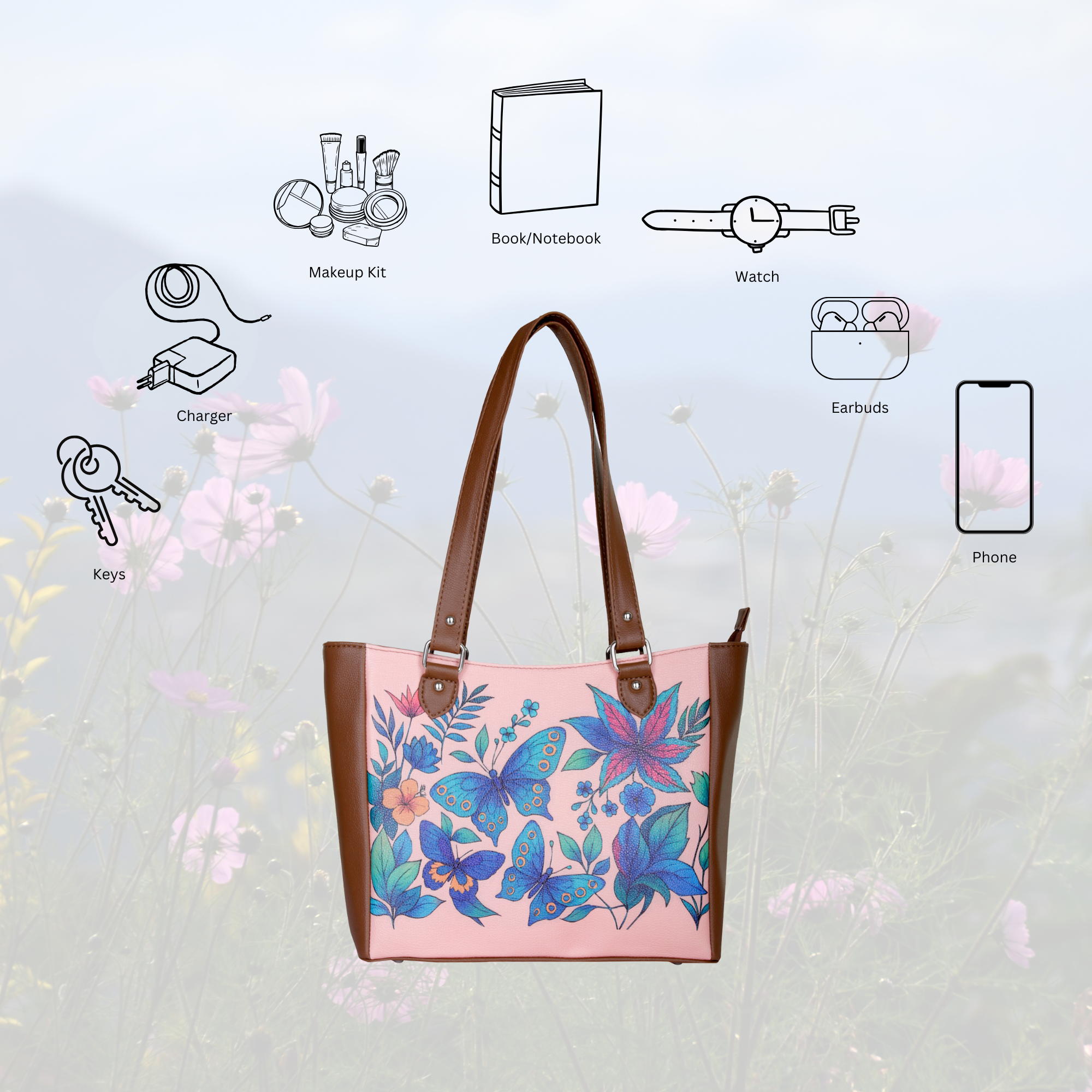 Ladies’ Printed Leather Shoulder Tote Bag– Handbag, Sling & Top Handle Purse – Ideal for Office, Travel & Everyday Use