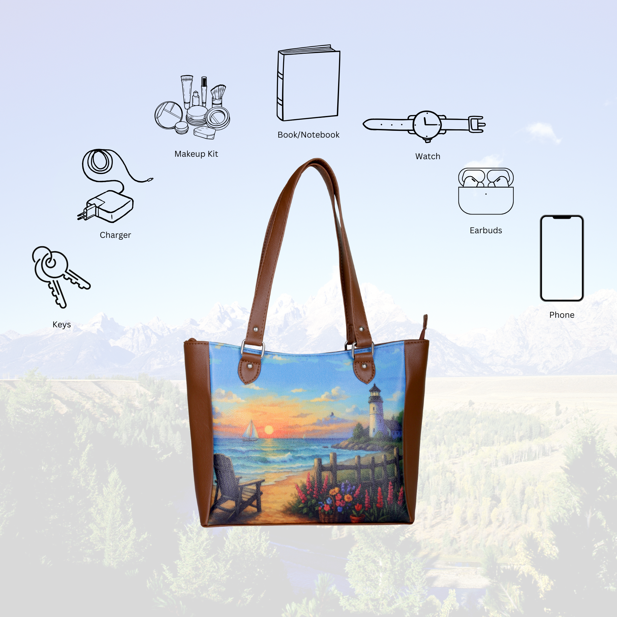 Ladies’ Printed Leather Shoulder Tote Bag– Handbag, Sling & Top Handle Purse – Ideal for Office, Travel & Everyday Use