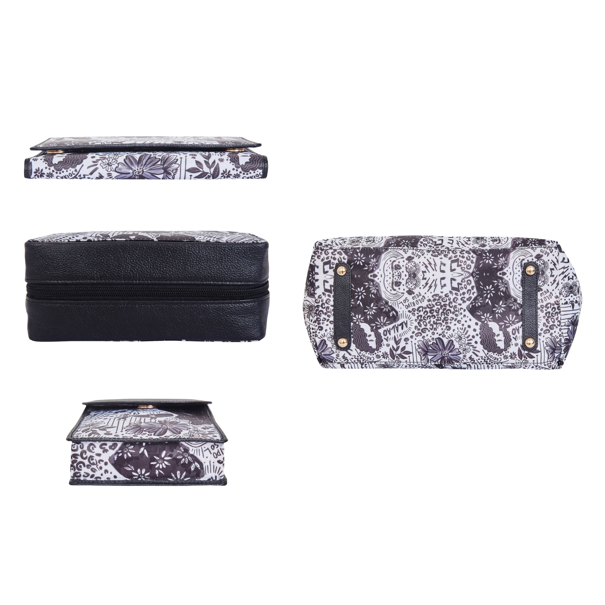 Printed Nylon Fabric Combo Set – Women’s Tote Bag, RFID Wallet, Crossbody Phone Wallet & Jewellery Case for Travel Use