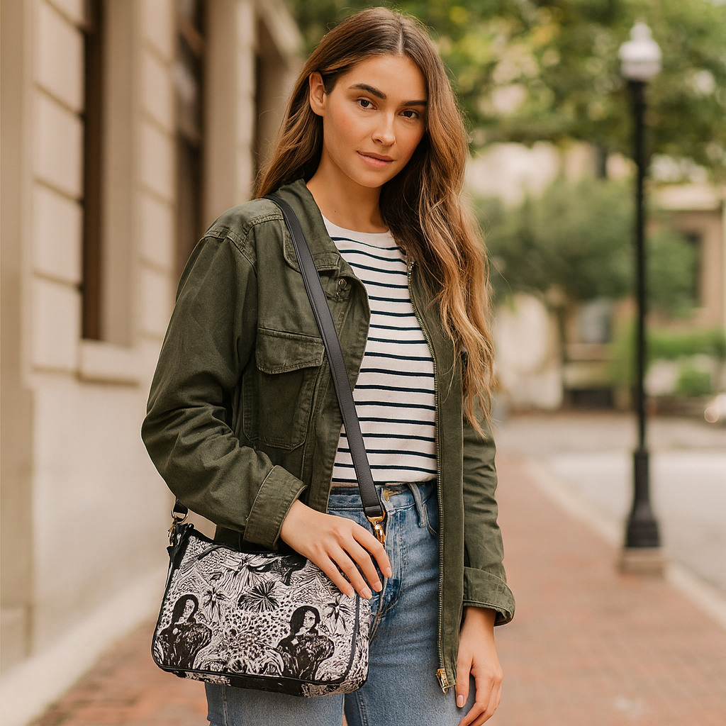 Women’s Printed Nylon Fabric  4-Pcs Combo Set –Hobo Bag, Wallet, Mobile Crossbody Wallet & Jewellery Pouch for Daily Use