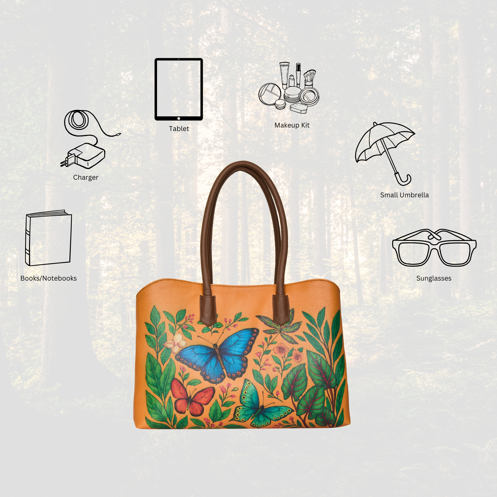 Genuine Leather Printed Carryall Tote for Women – Stylish Shoulder, Top Handle & Handbag for Ladies – Office, Work, Travel & Daily Use