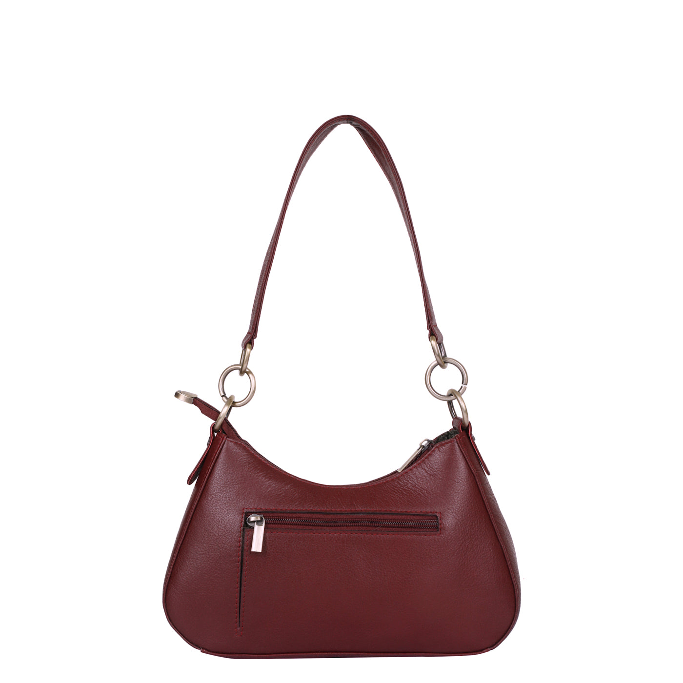 Cherry Red Genuine Leather Half-Moon Shoulder Bag – Women’s Tote Purse