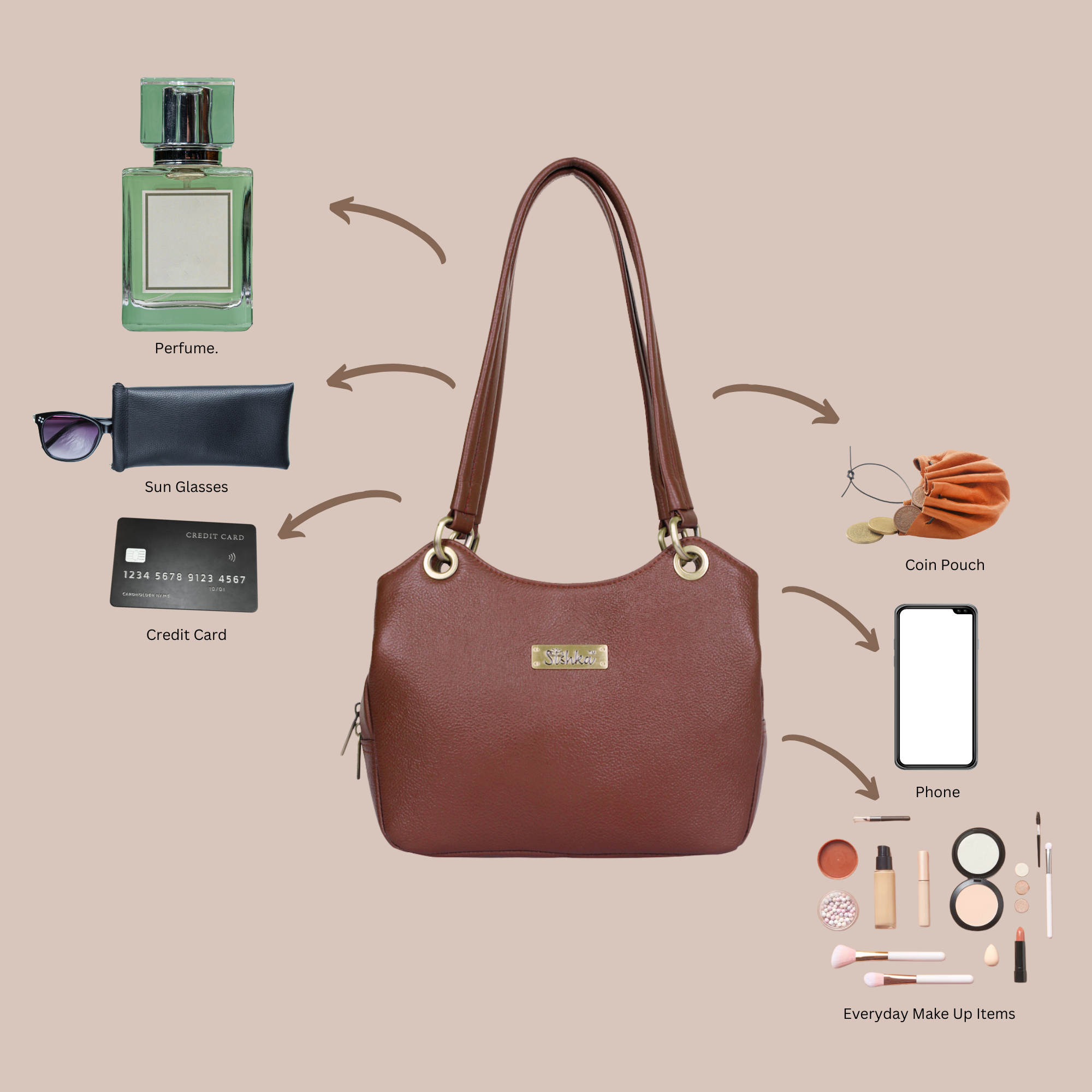 Brown Genuine Leather Satchel Bag – Women’s Tote Purse & Handbag
