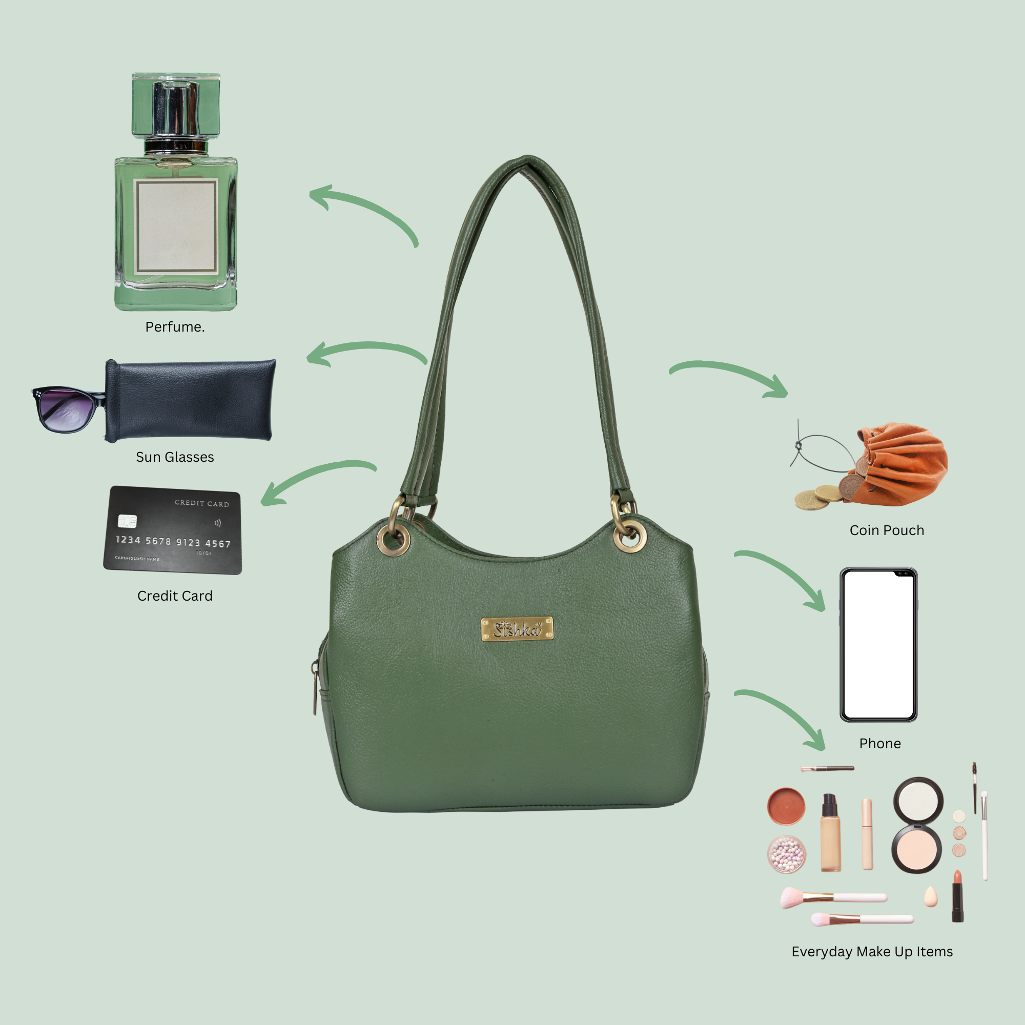 Olive Genuine Leather Satchel Bag – Women’s Designer Tote Handbag
