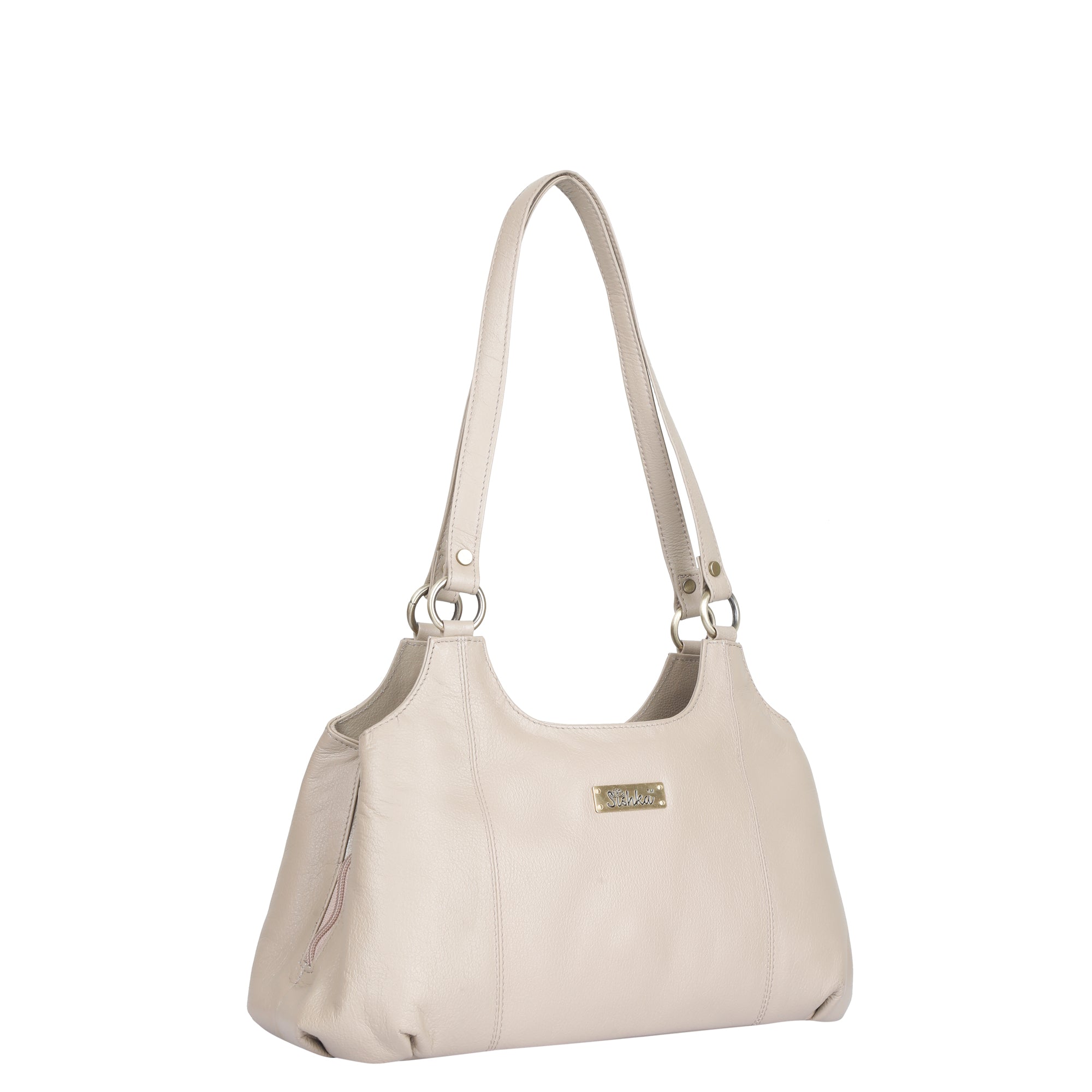 Ladies Genuine Leather Shoulder Bag – Taupe Colour Tote Purse, Handbag for Work, Travel & Daily Use