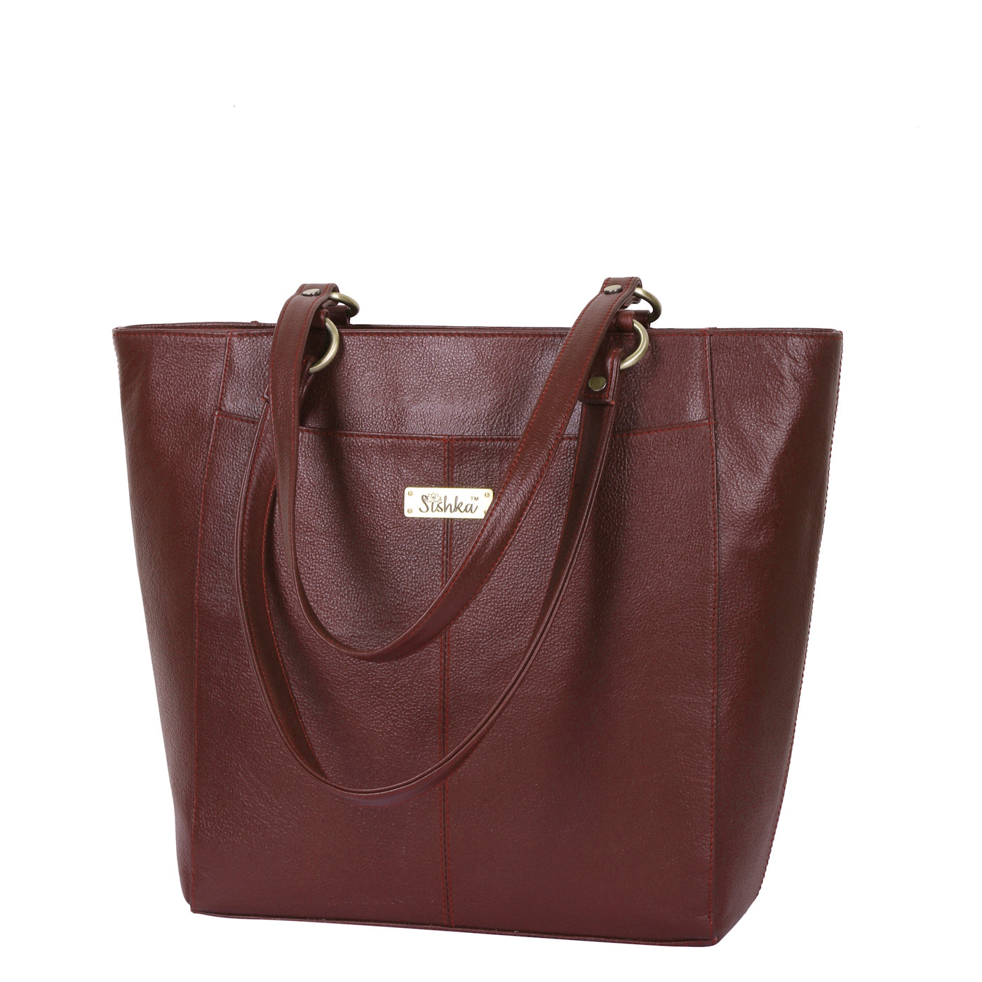 Brown Genuine Leather Tote Bag – Women’s Classic Shoulder Handbag
