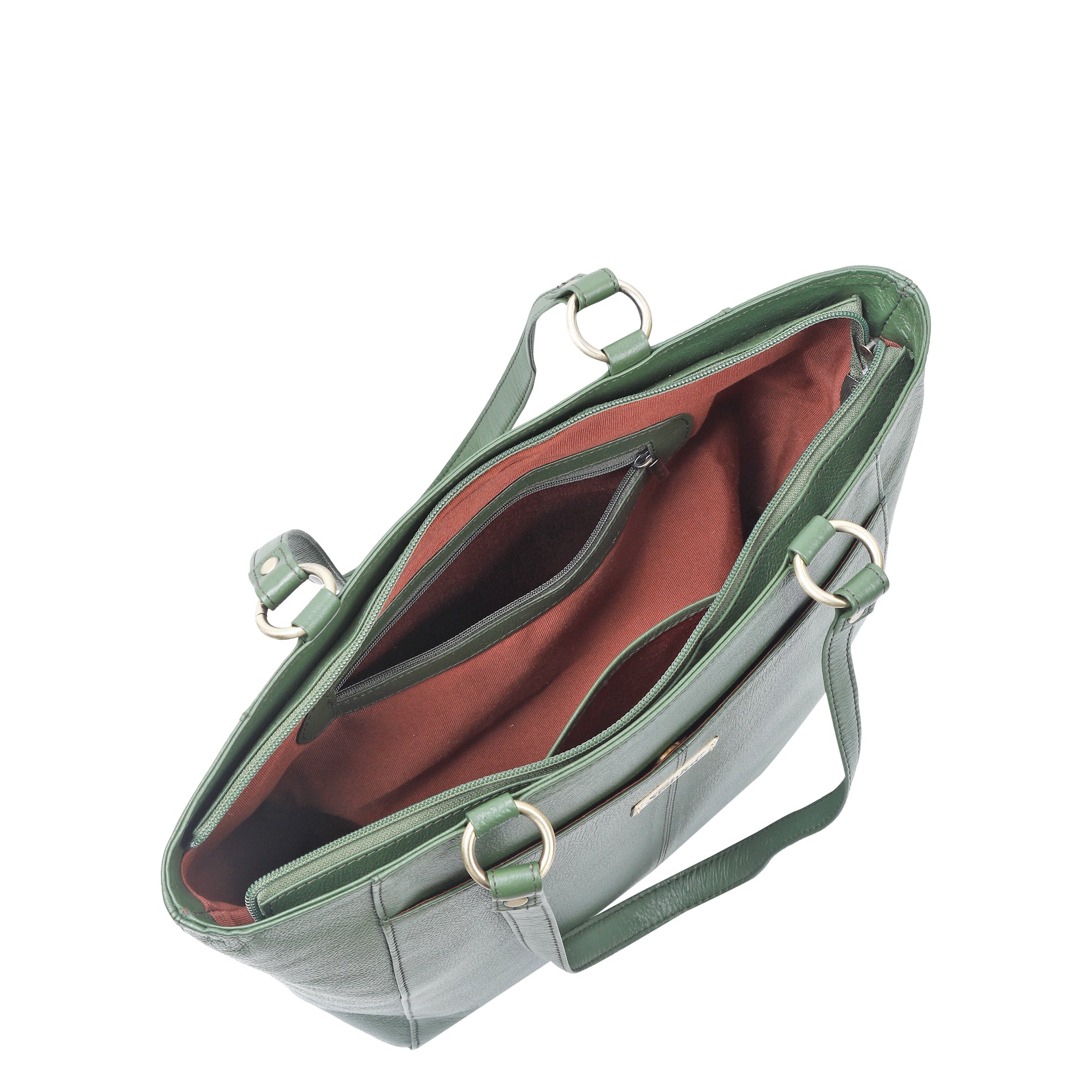Olive Tote Bag for Women  | Sishka Elegant Genuine Leather Satchel, Stylish Top Handle Shoulder Handbag, Spacious Ladies Purse Perfect for Office, Parties, Trips & Daily Use (H 12" x W 15.25" x D 4.75")