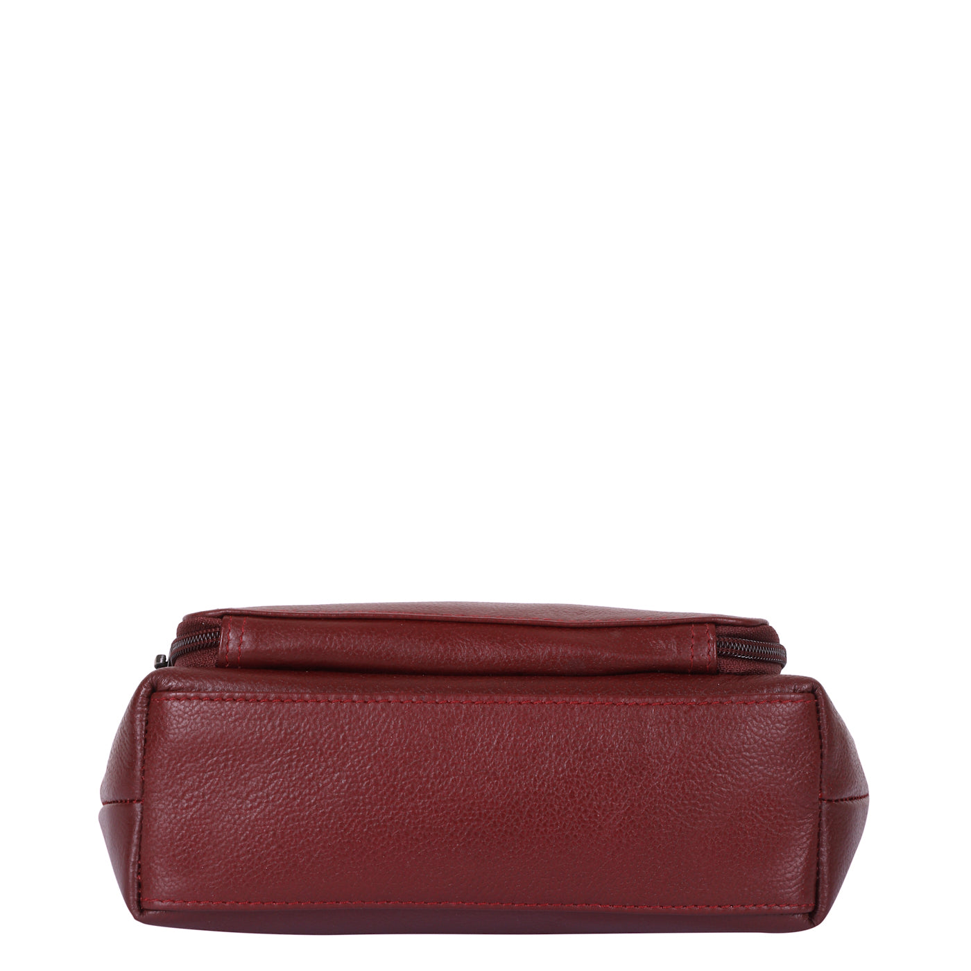 Cherry Red Genuine Leather Shoulder Handbag – Women’s Tote with Front Pocket