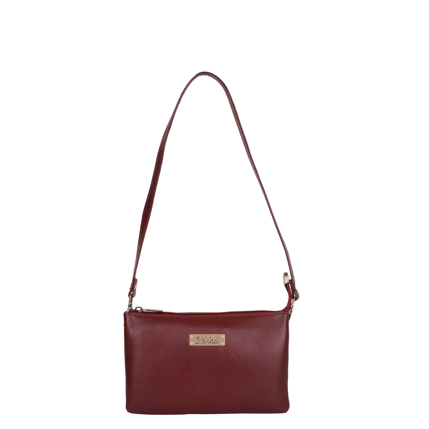 Cherry Red Genuine Leather Crossbody Organizer Bag for Women – Sleek Crossover Shoulder Purse