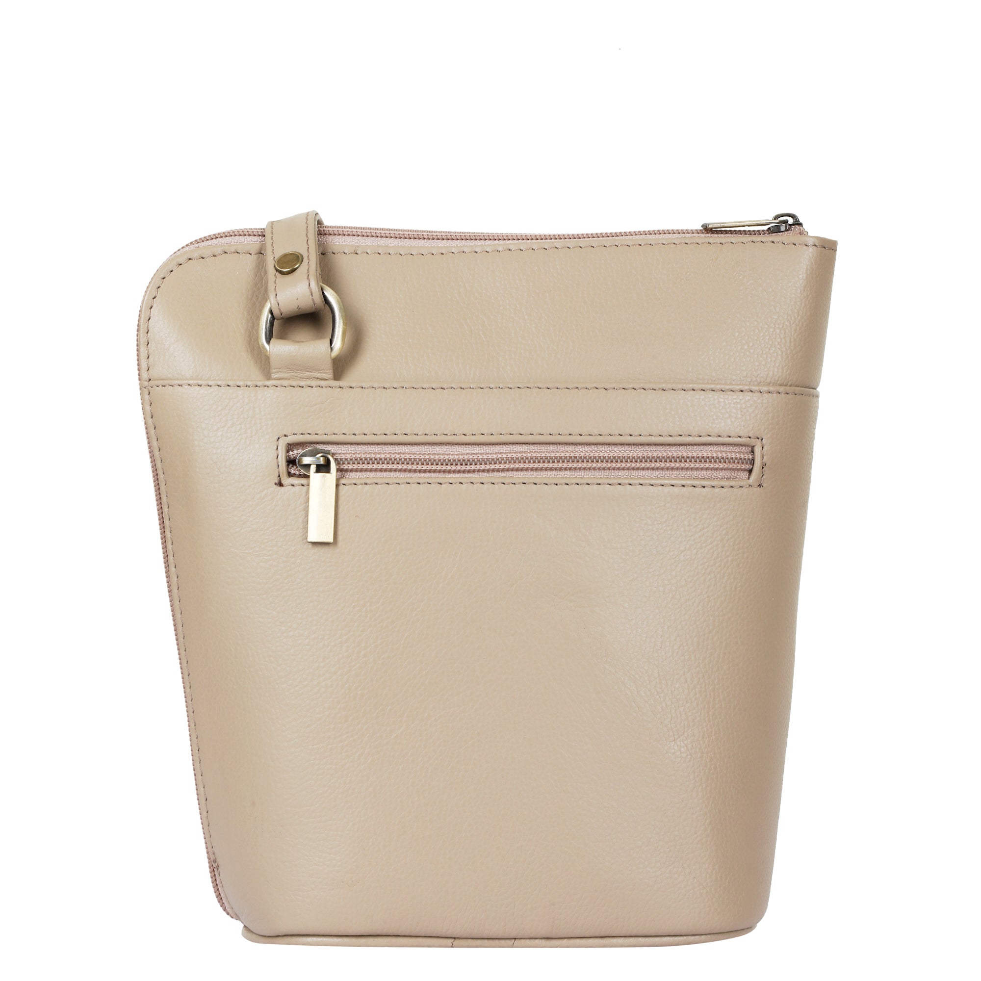 Taupe Genuine Leather Crossbody Sling Bag – Women’s Shoulder Purse