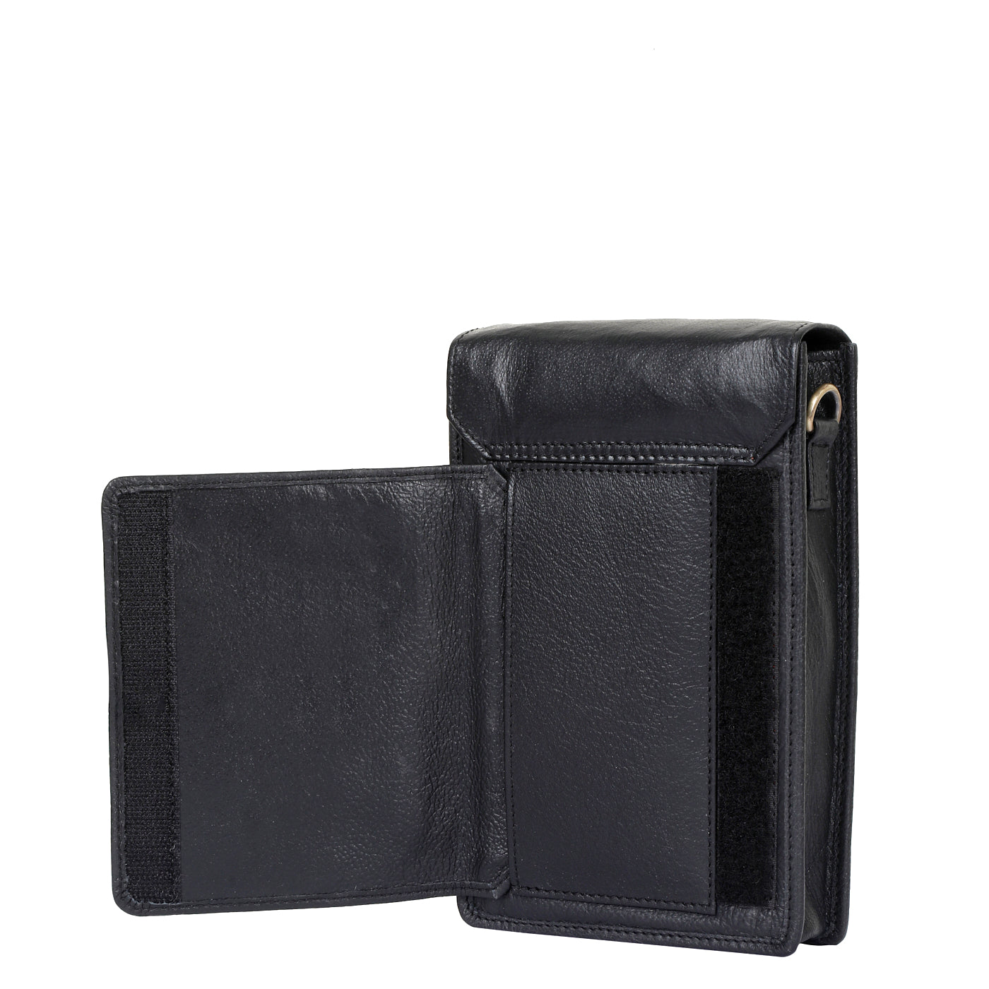 Black Genuine Leather Mobile Crossbody Bag – Women’s Phone Purse