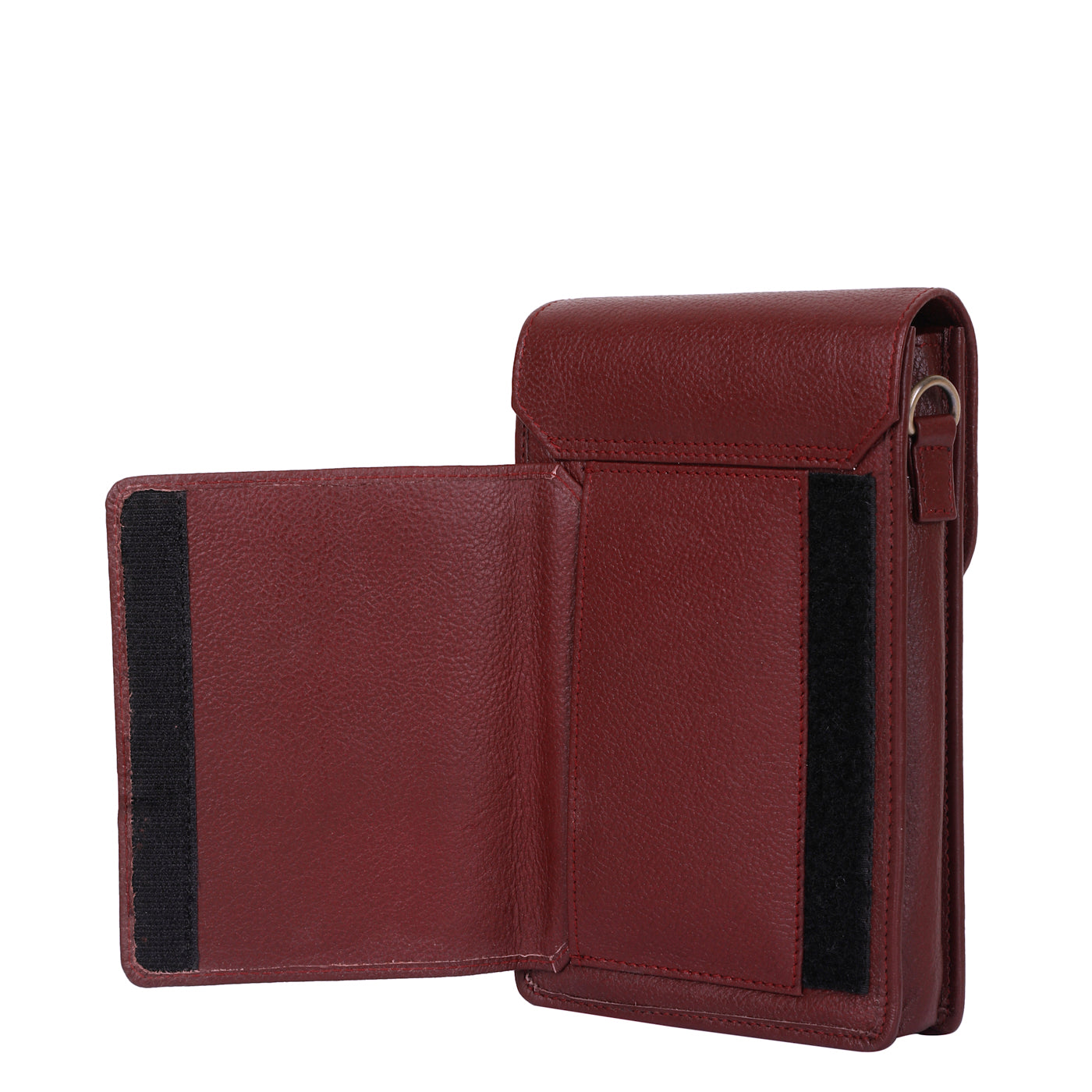Cherry Red Genuine Leather Mobile Crossbody Bag – Women’s Phone Purse