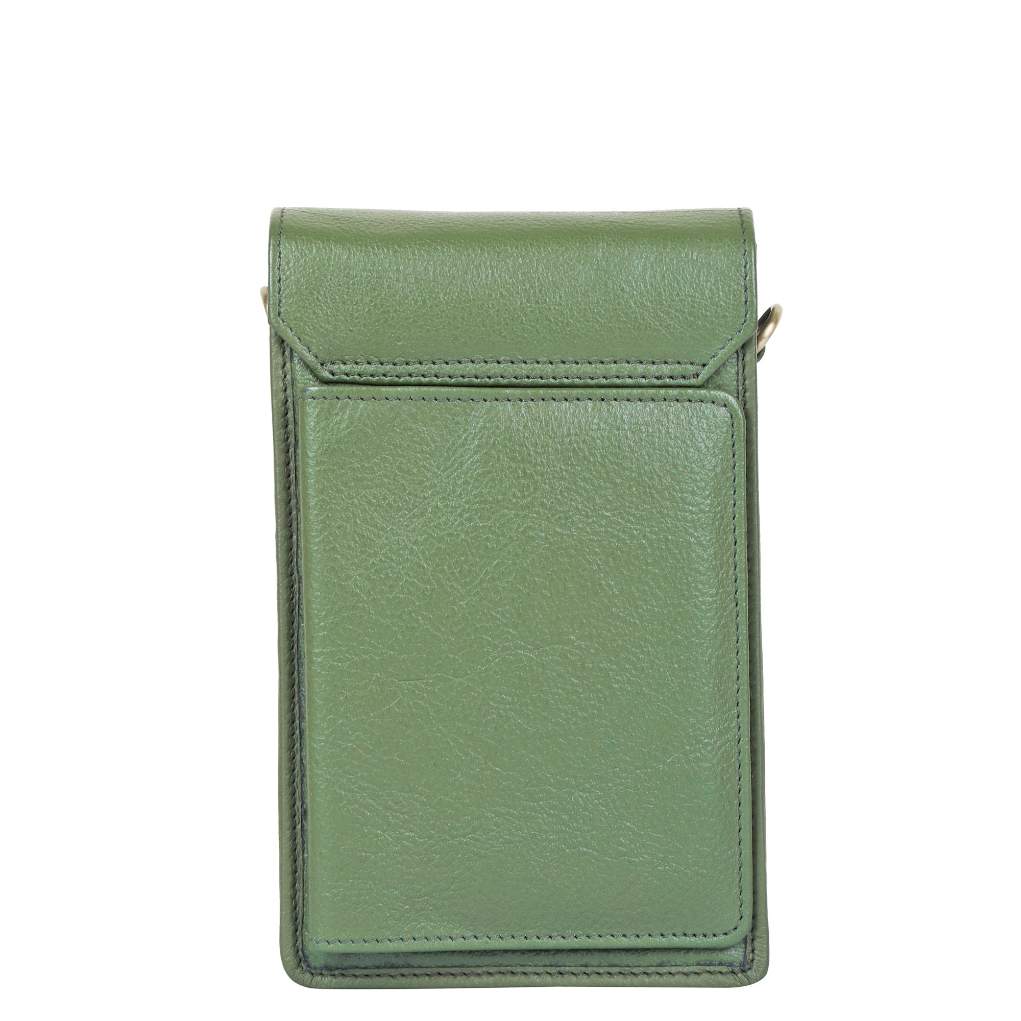 Olive Genuine Leather Mobile Crossbody Bag – Women’s Phone Purse