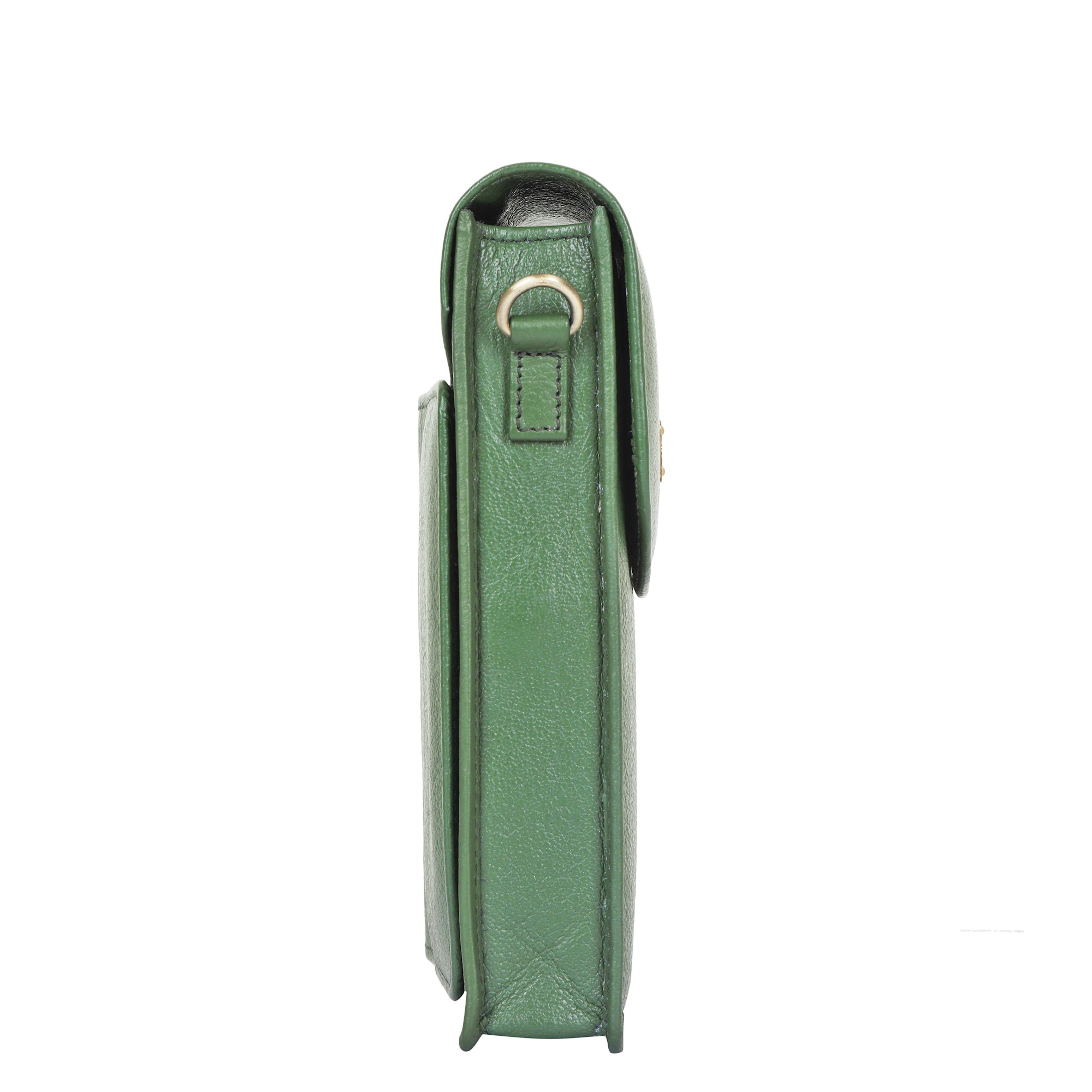 Olive Genuine Leather Mobile Crossbody Bag – Women’s Phone Purse