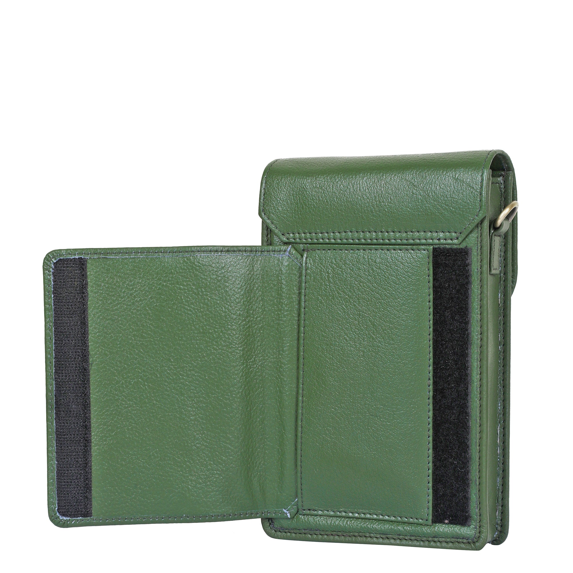 Olive Genuine Leather Mobile Crossbody Bag – Women’s Phone Purse