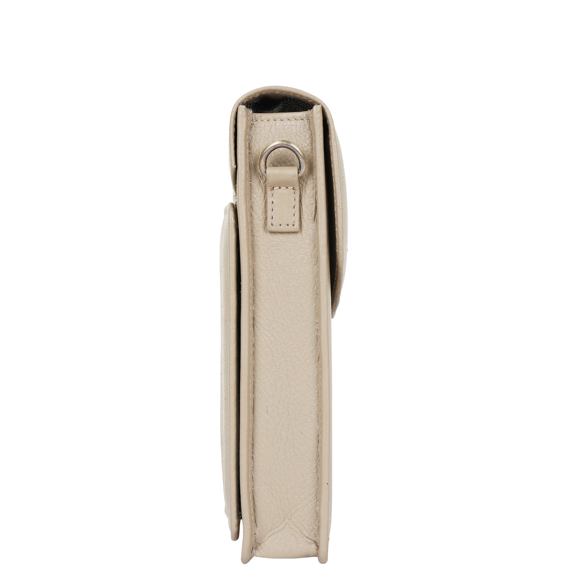 Taupe Genuine Leather Mobile Crossbody Bag – Women’s Phone Purse