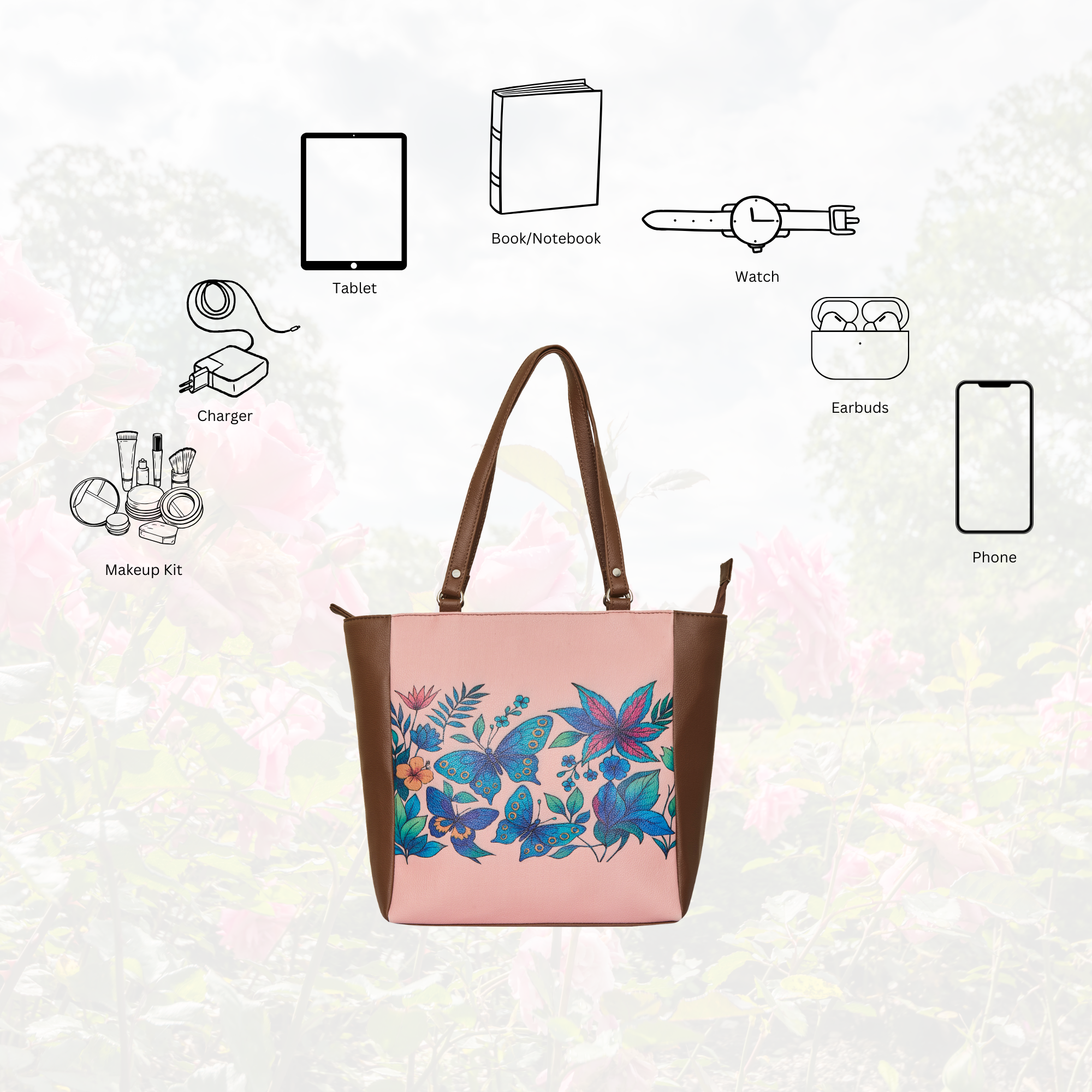 Genuine Leather Ladies' Shoulder Tote Bag– Printed Top Handle Handbag for Women – Work, Travel & Daily Use