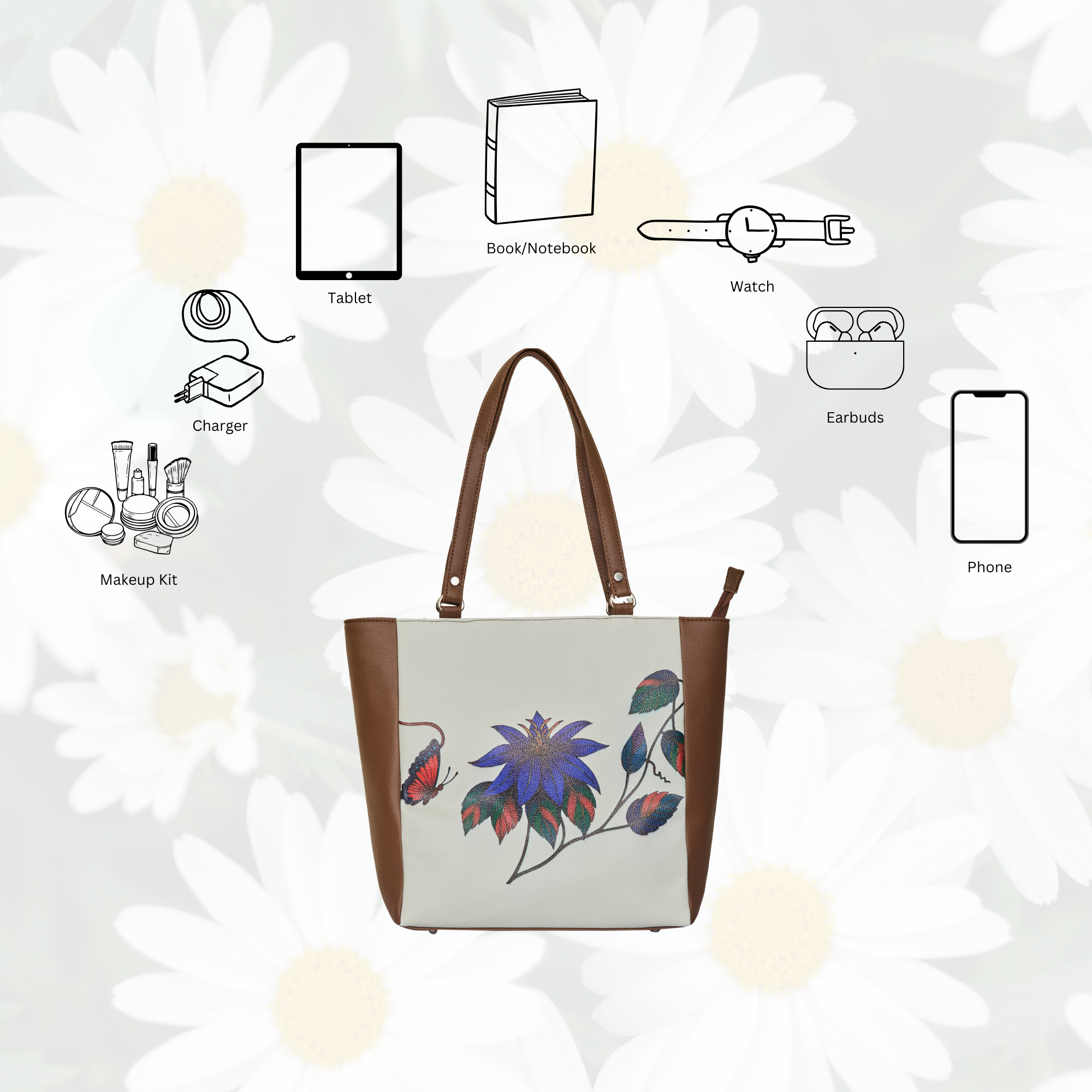 Genuine Leather Ladies' Shoulder Tote Bag– Printed Top Handle Handbag for Women – Work, Travel & Daily Use